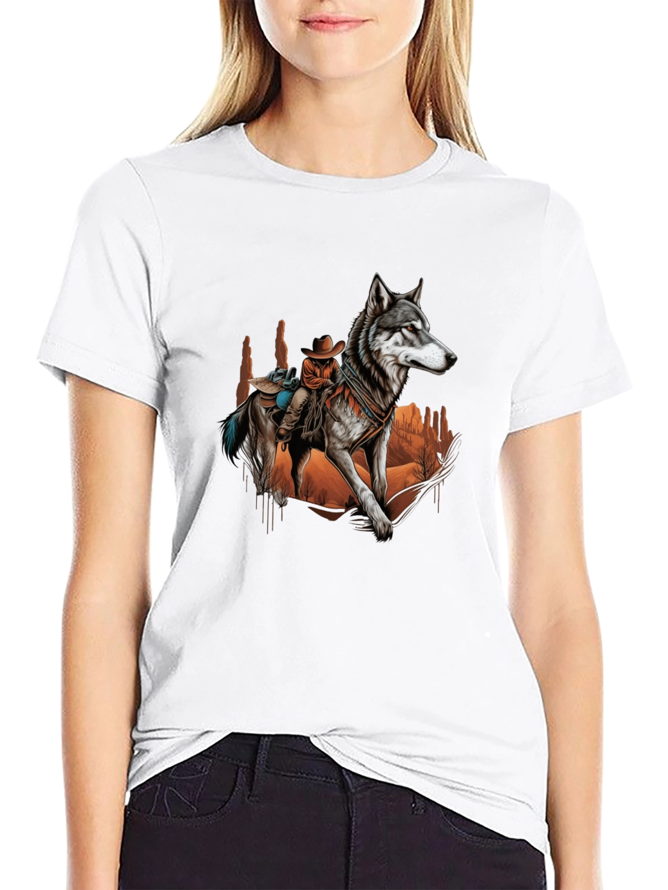 Wolf Rider Graphic Tee - Western Style