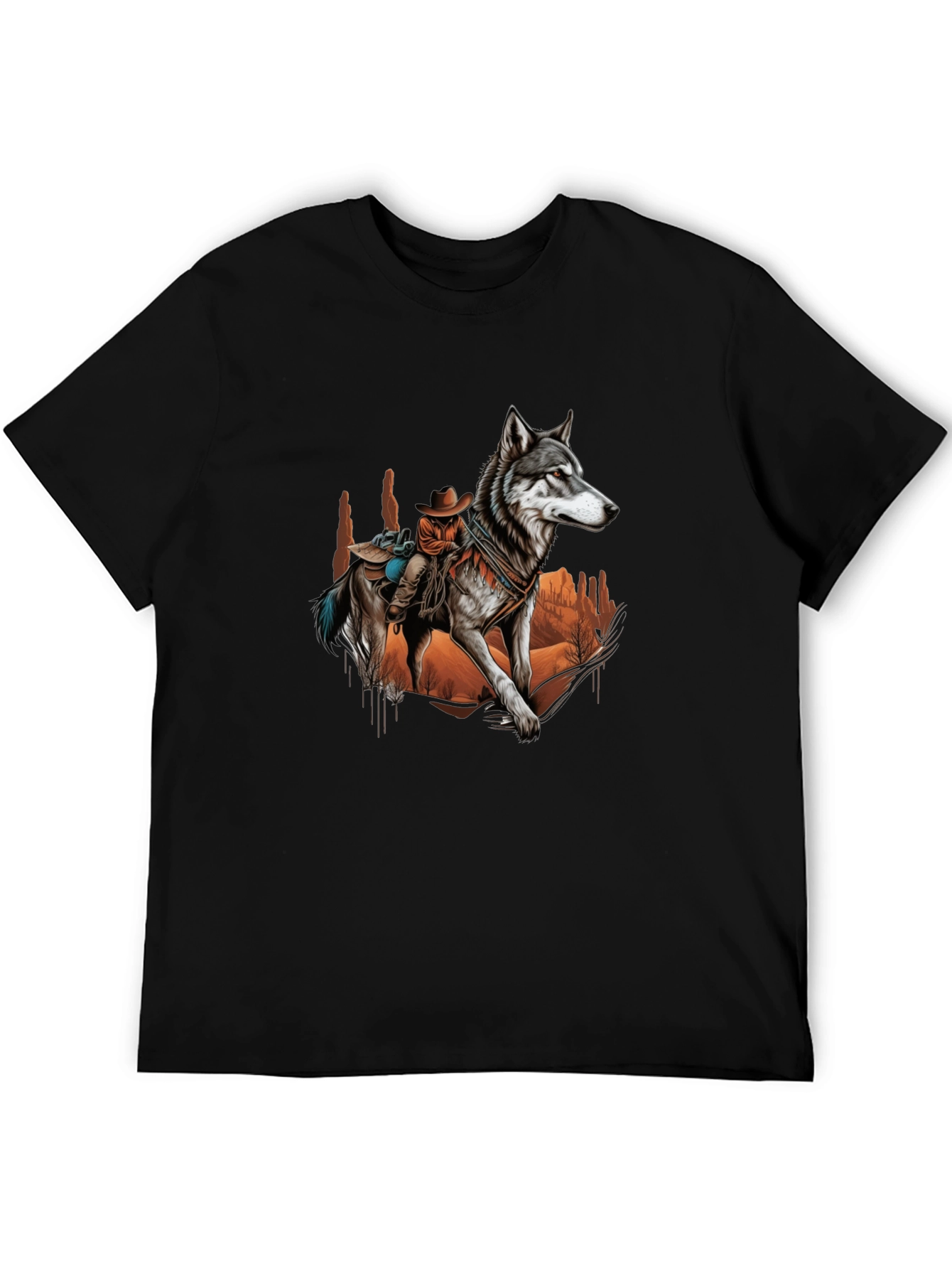 Wolf Rider Graphic Tee - Western Style