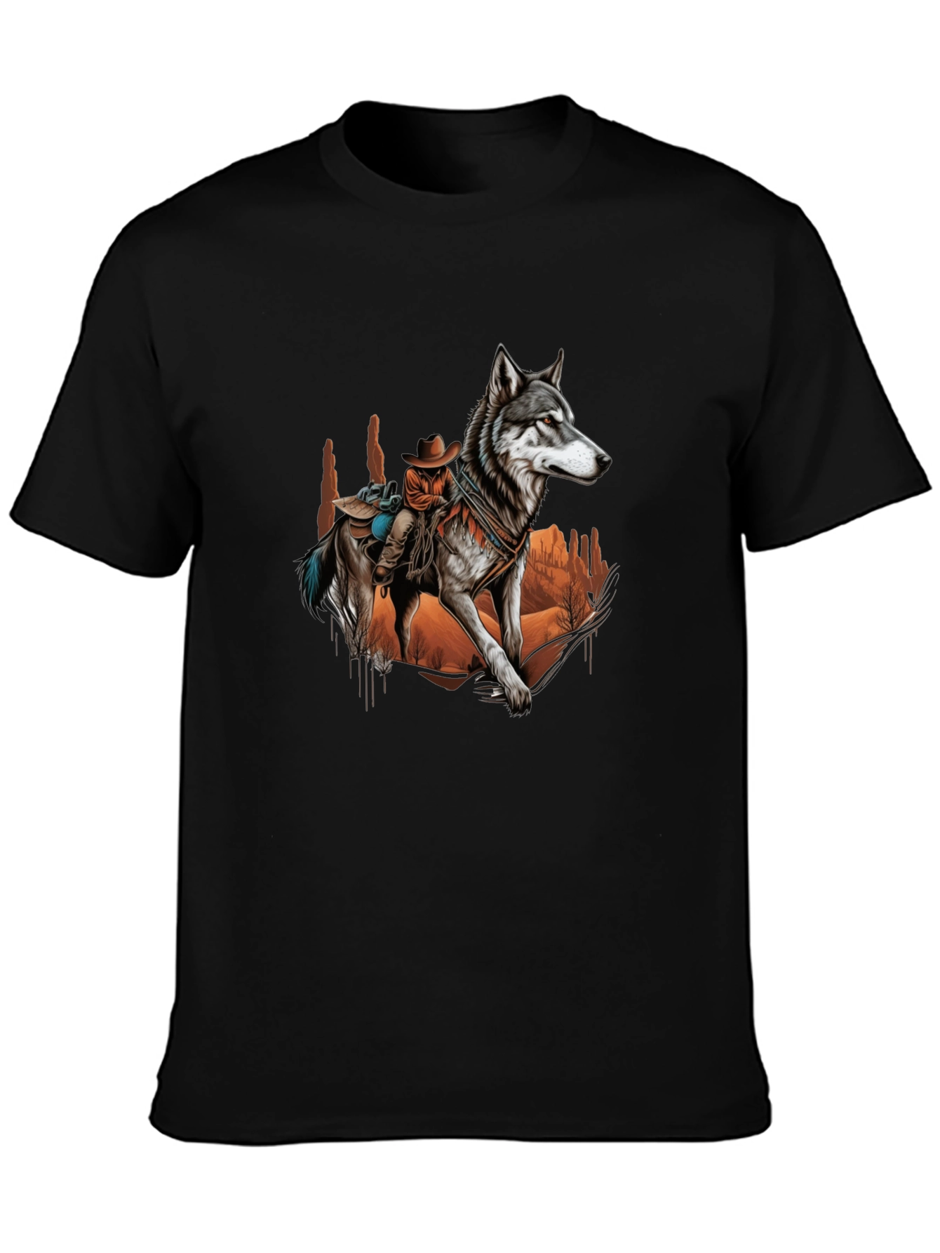 Wolf Rider Graphic Tee - Western Style