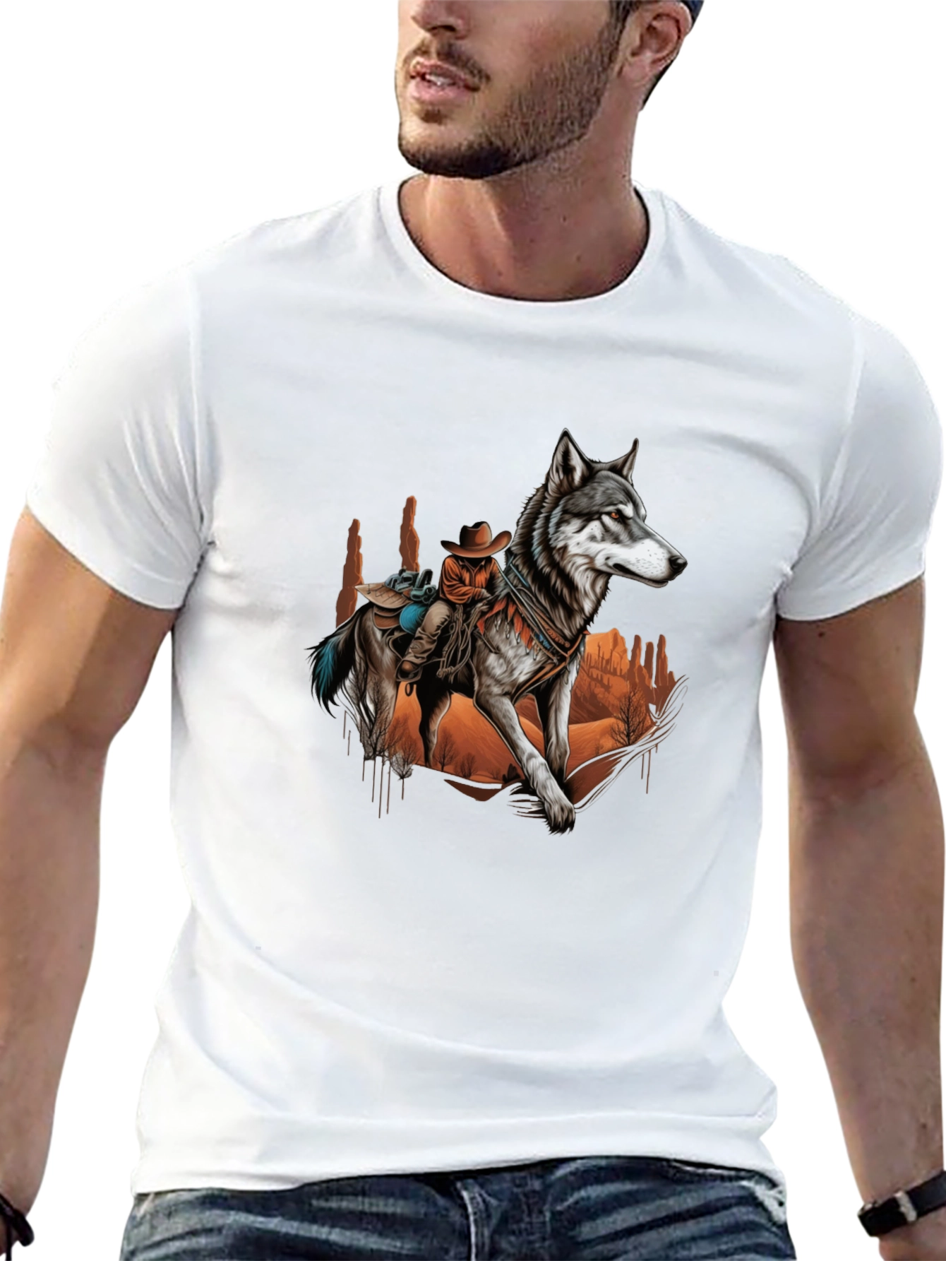 Wolf Rider Graphic Tee - Western Style