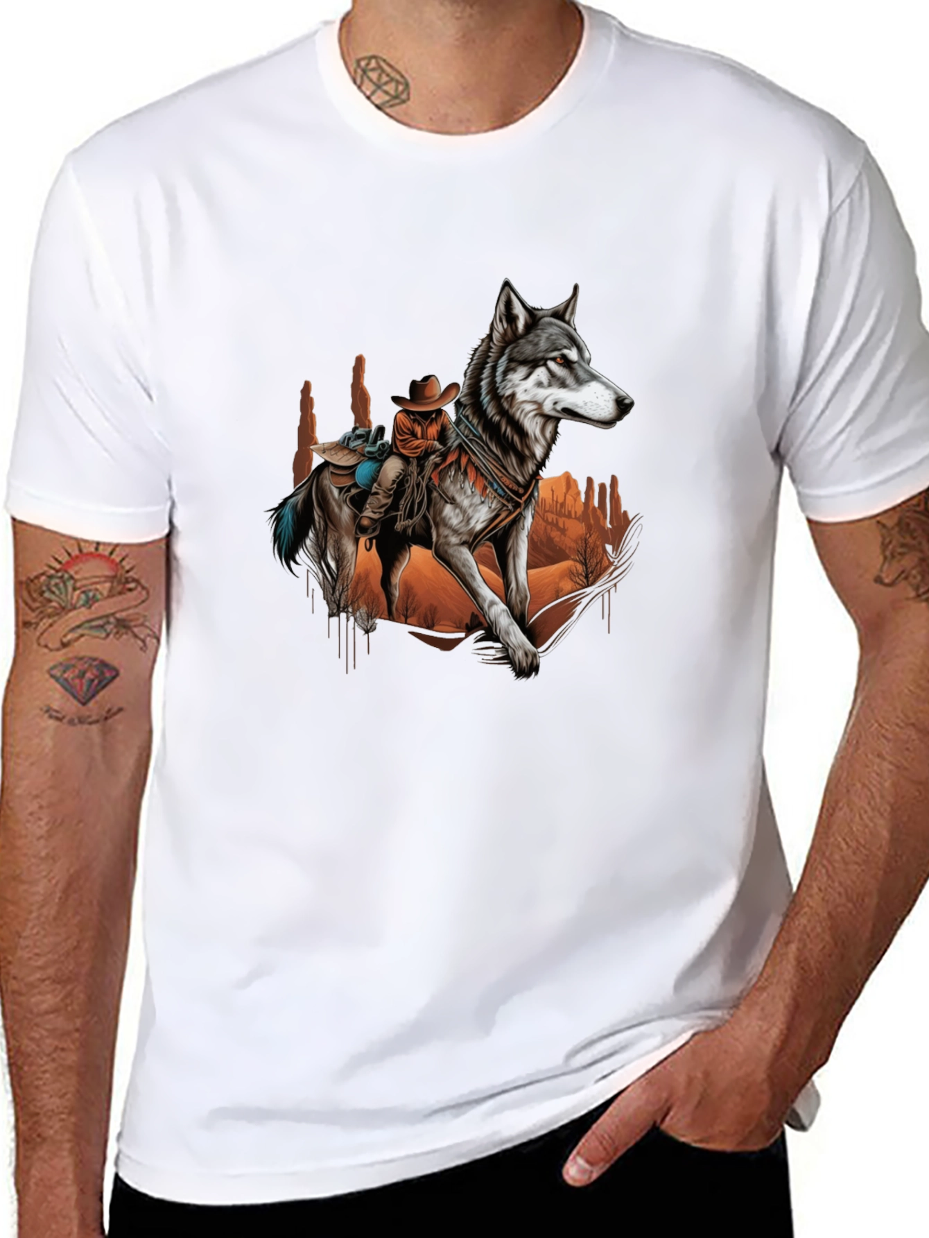 Wolf Rider Graphic Tee - Western Style