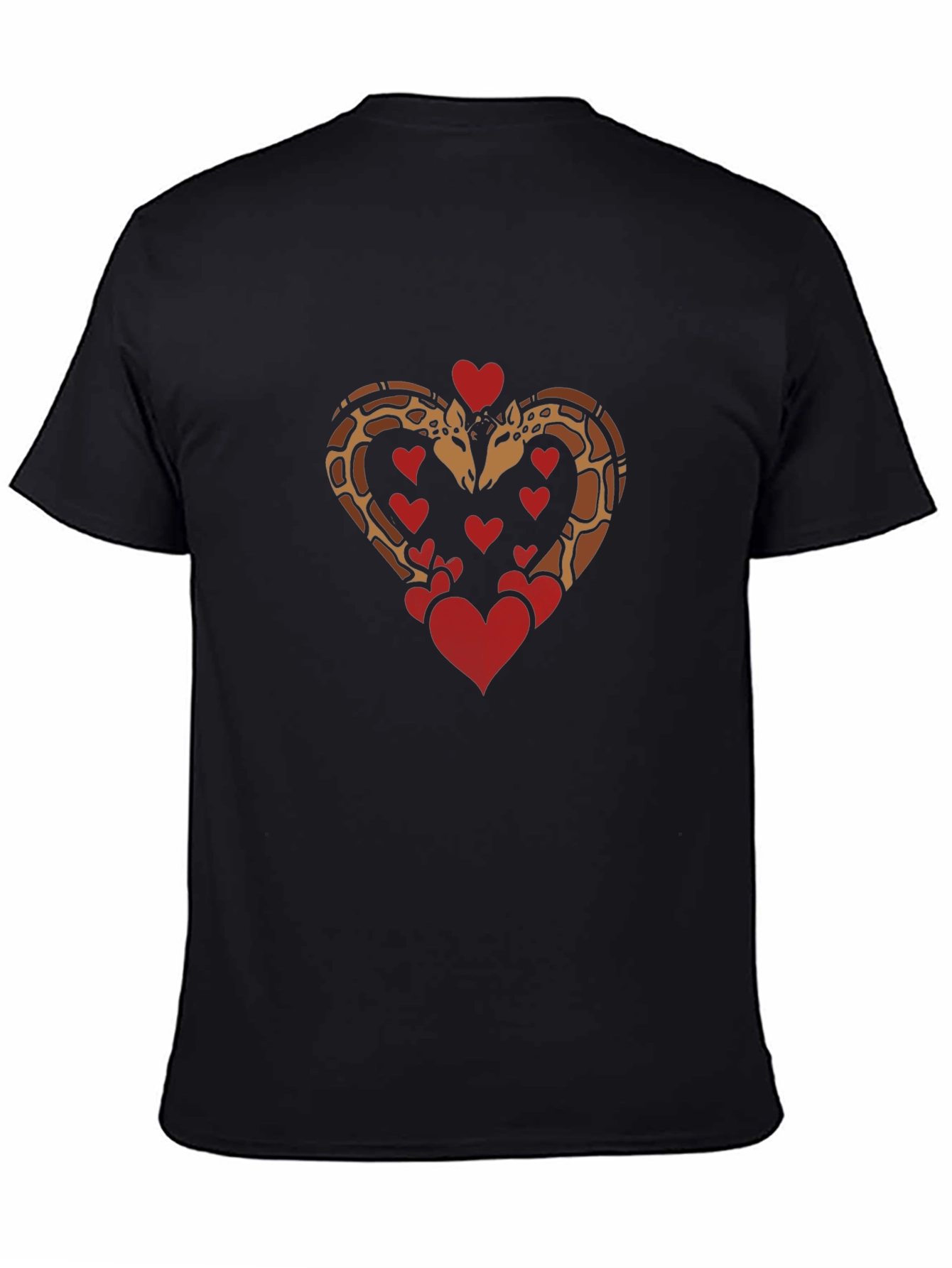 Giraffe Love Heart Graphic Tee - Black