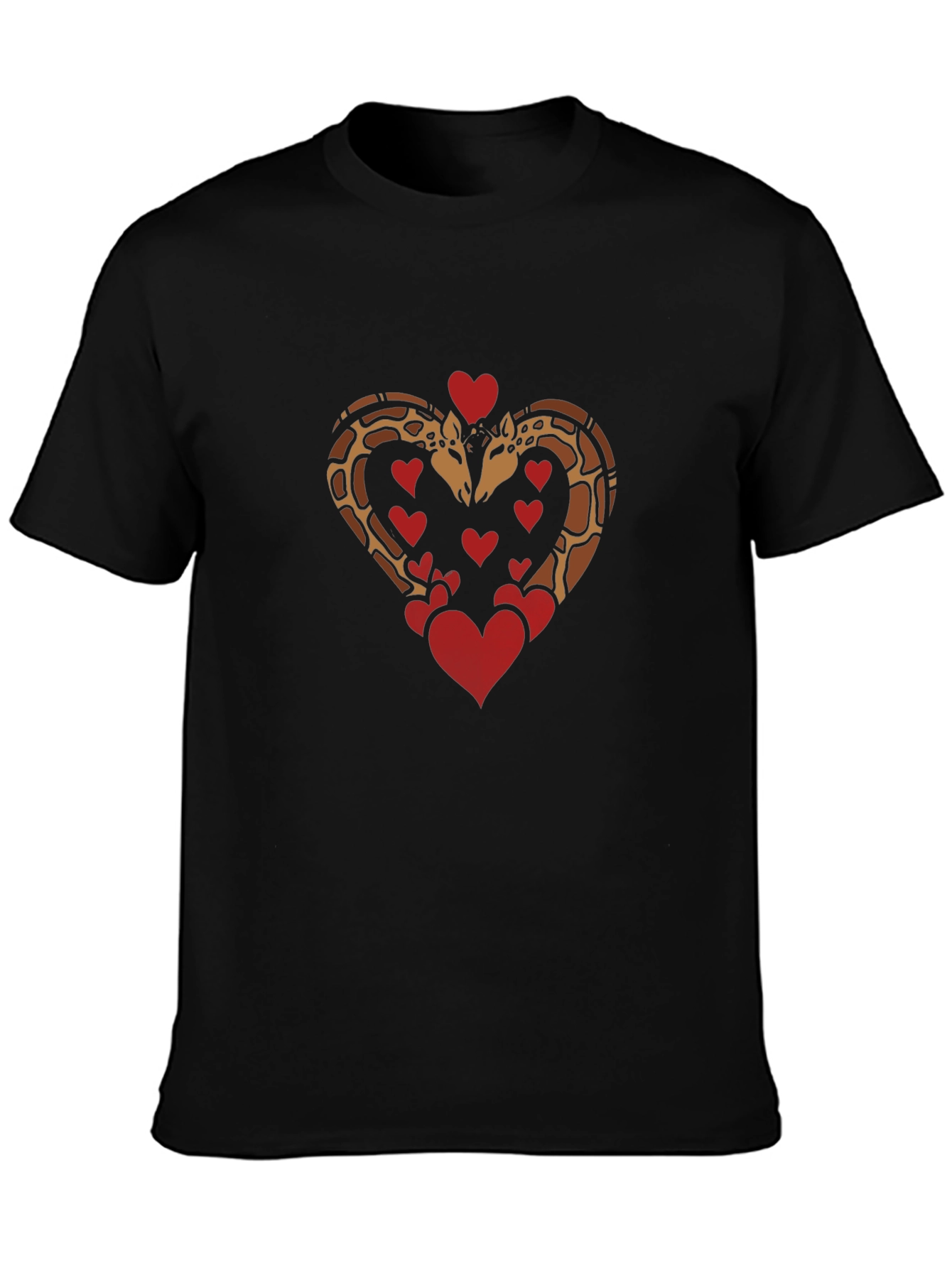 Giraffe Love Heart Graphic Tee - Black