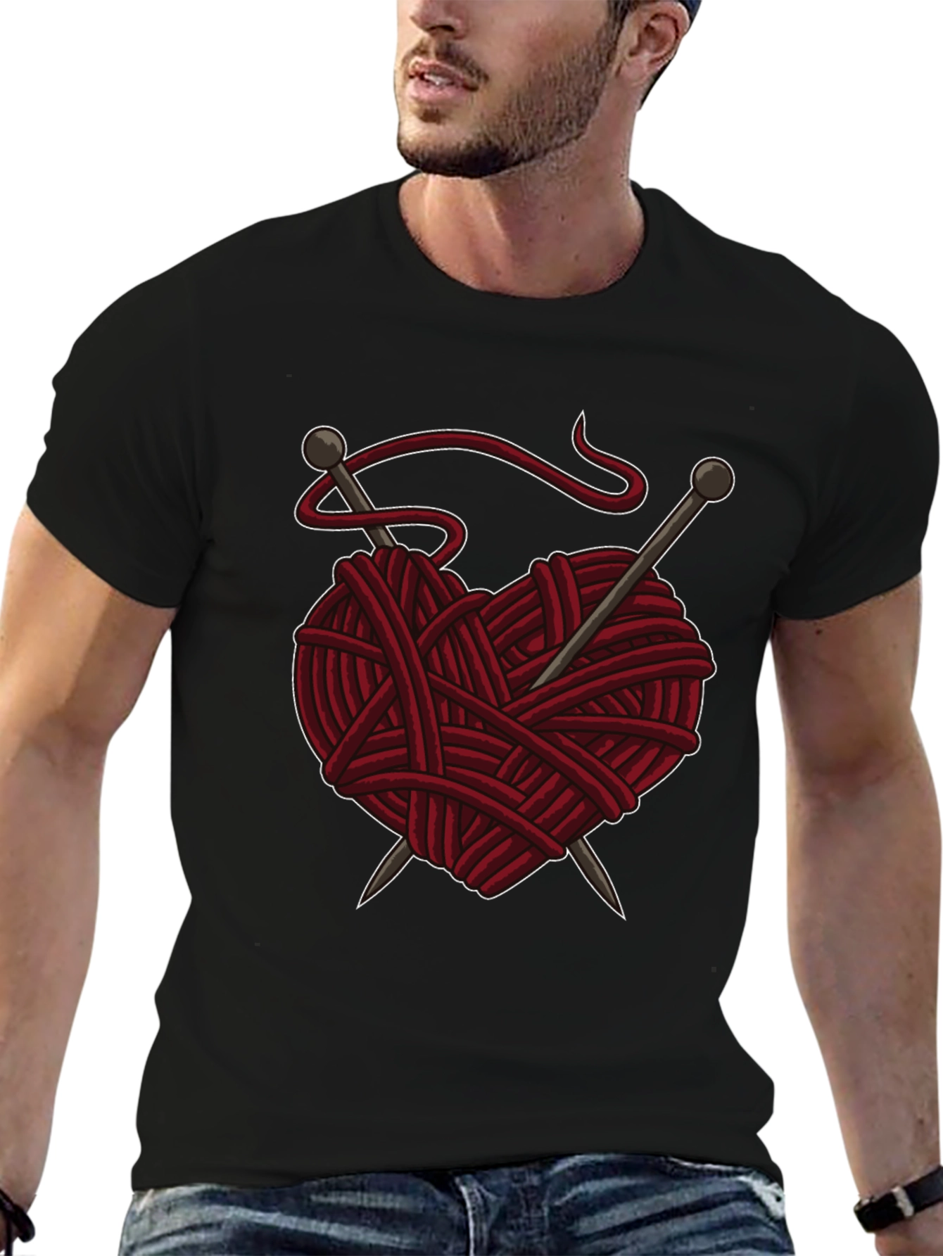 Knitting Heart T-Shirt - Yarn Love
