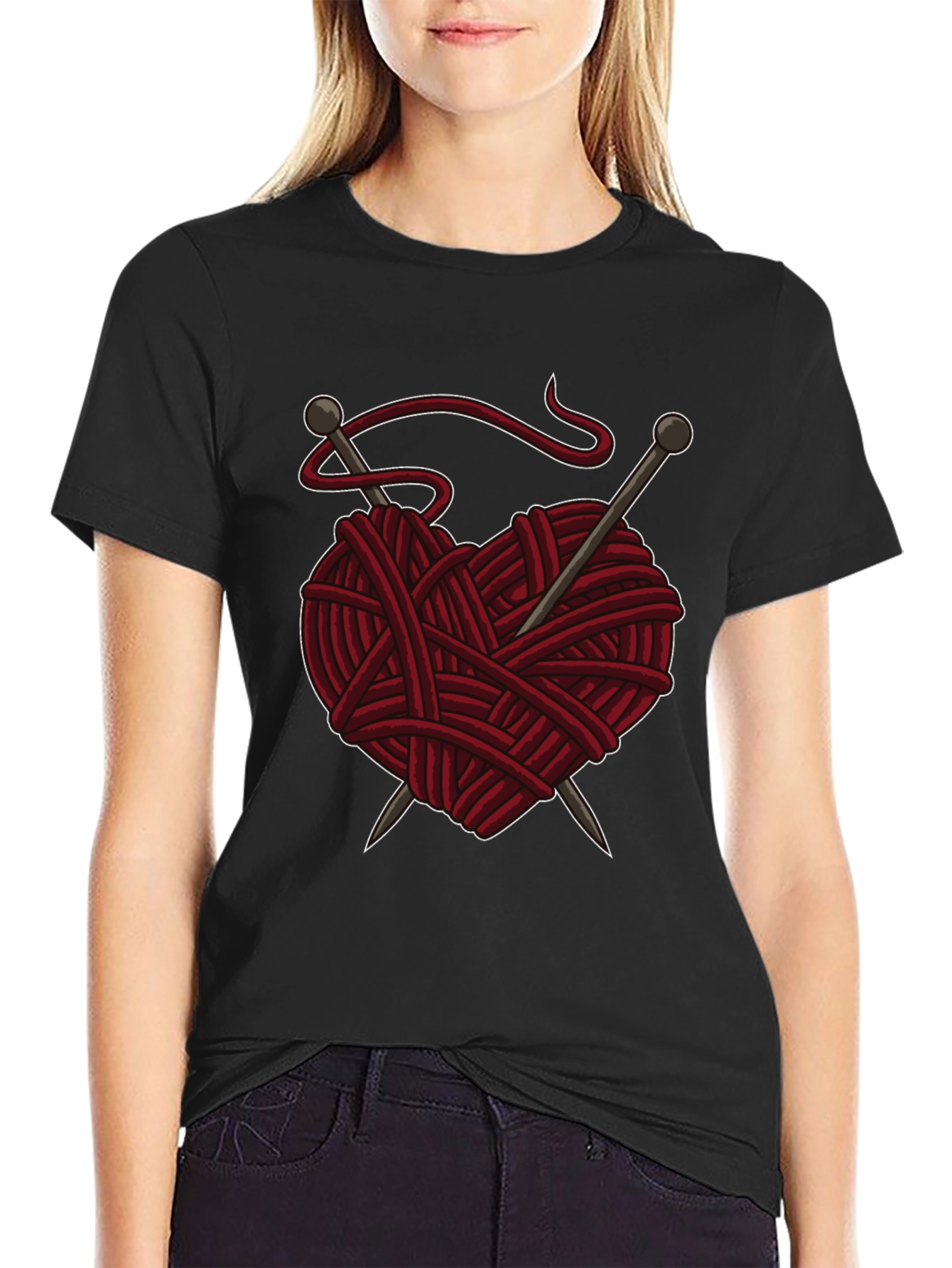 Knitting Heart T-Shirt - Yarn Love