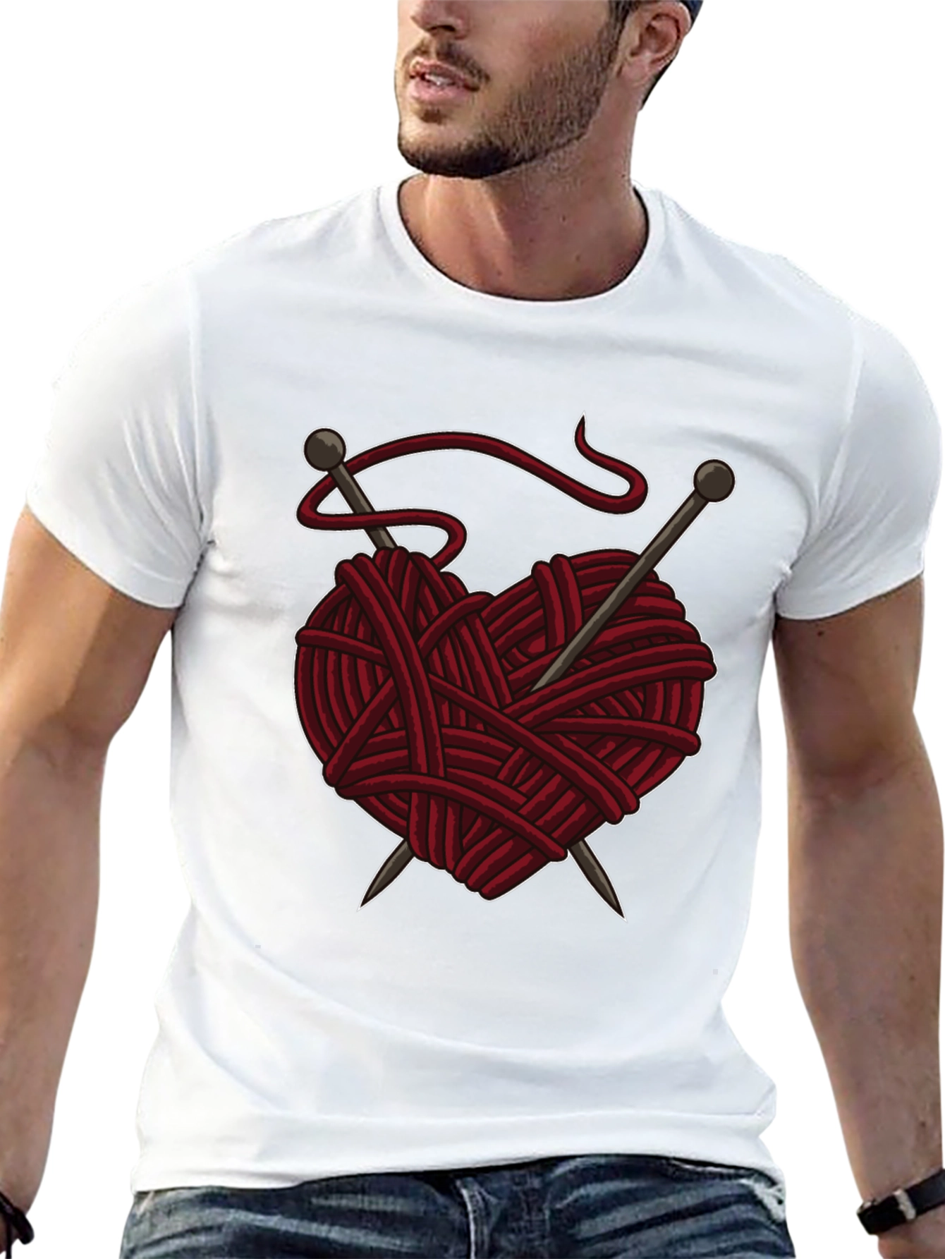 Knitting Heart T-Shirt - Yarn Love