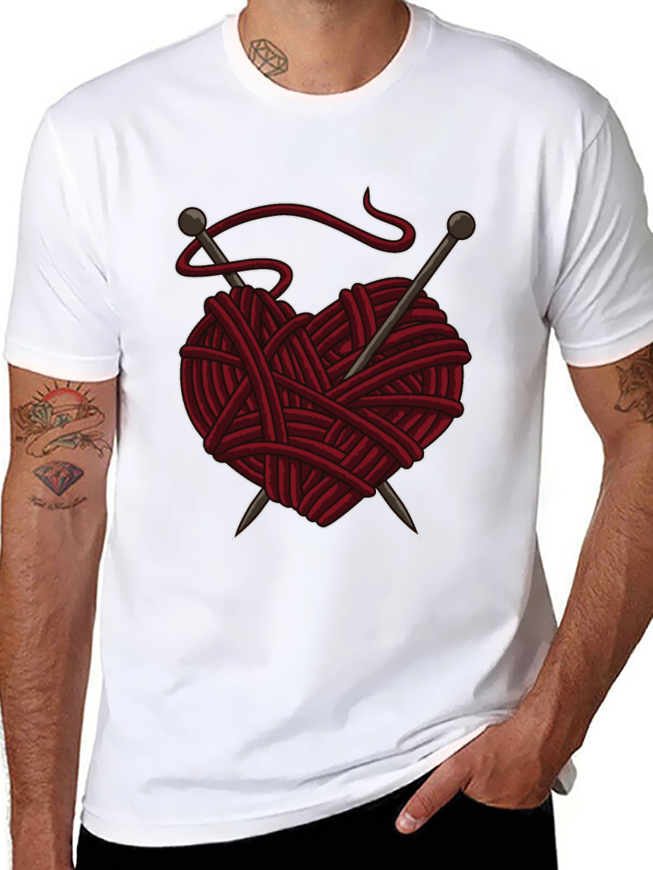 Knitting Heart T-Shirt - Yarn Love