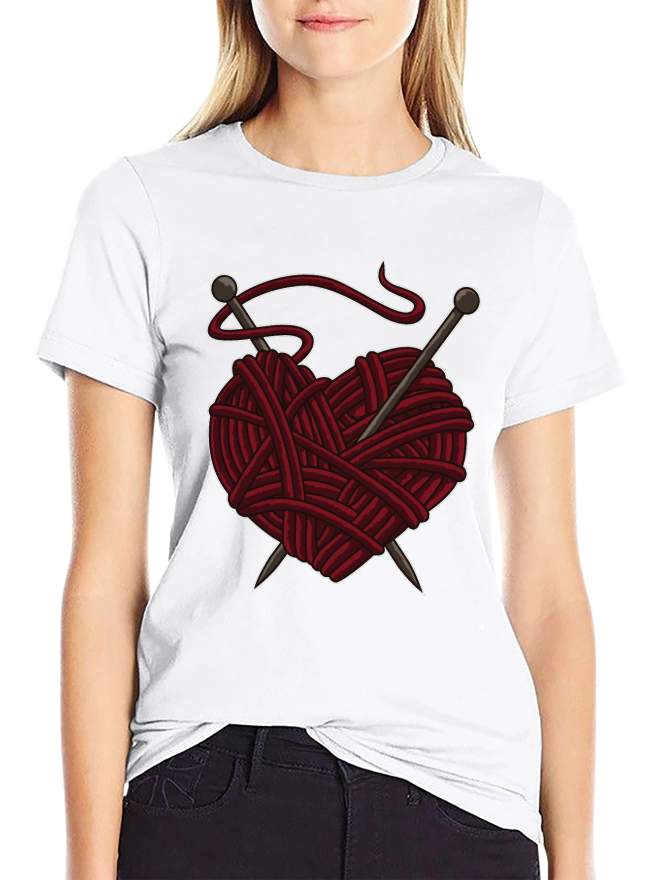 Knitting Heart T-Shirt - Yarn Love