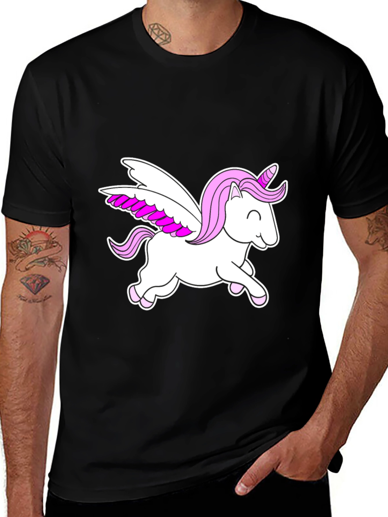 Unicorn Pegasus Black Graphic Tee