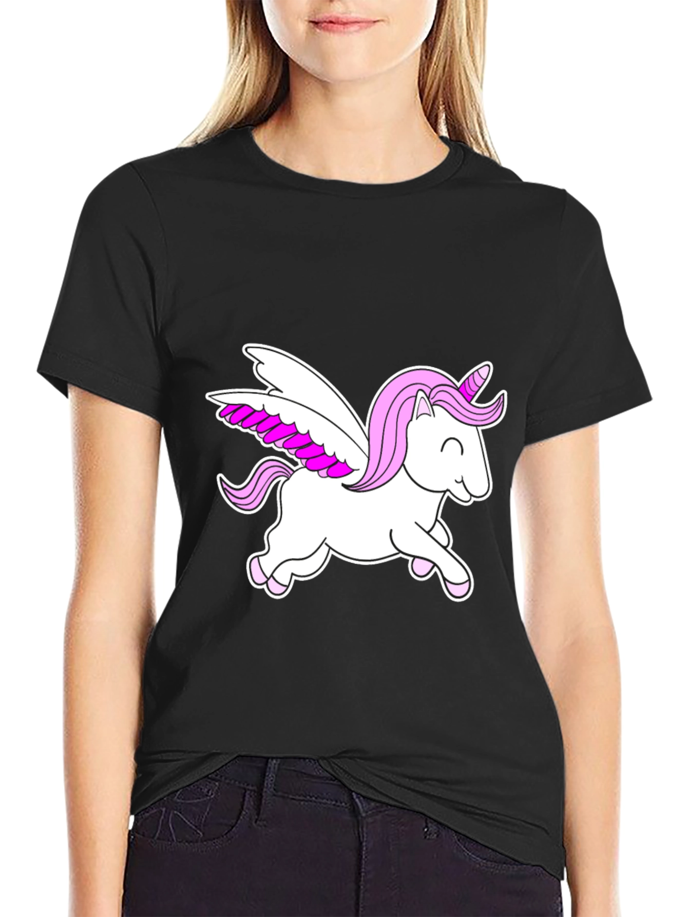 Unicorn Pegasus Black Graphic Tee