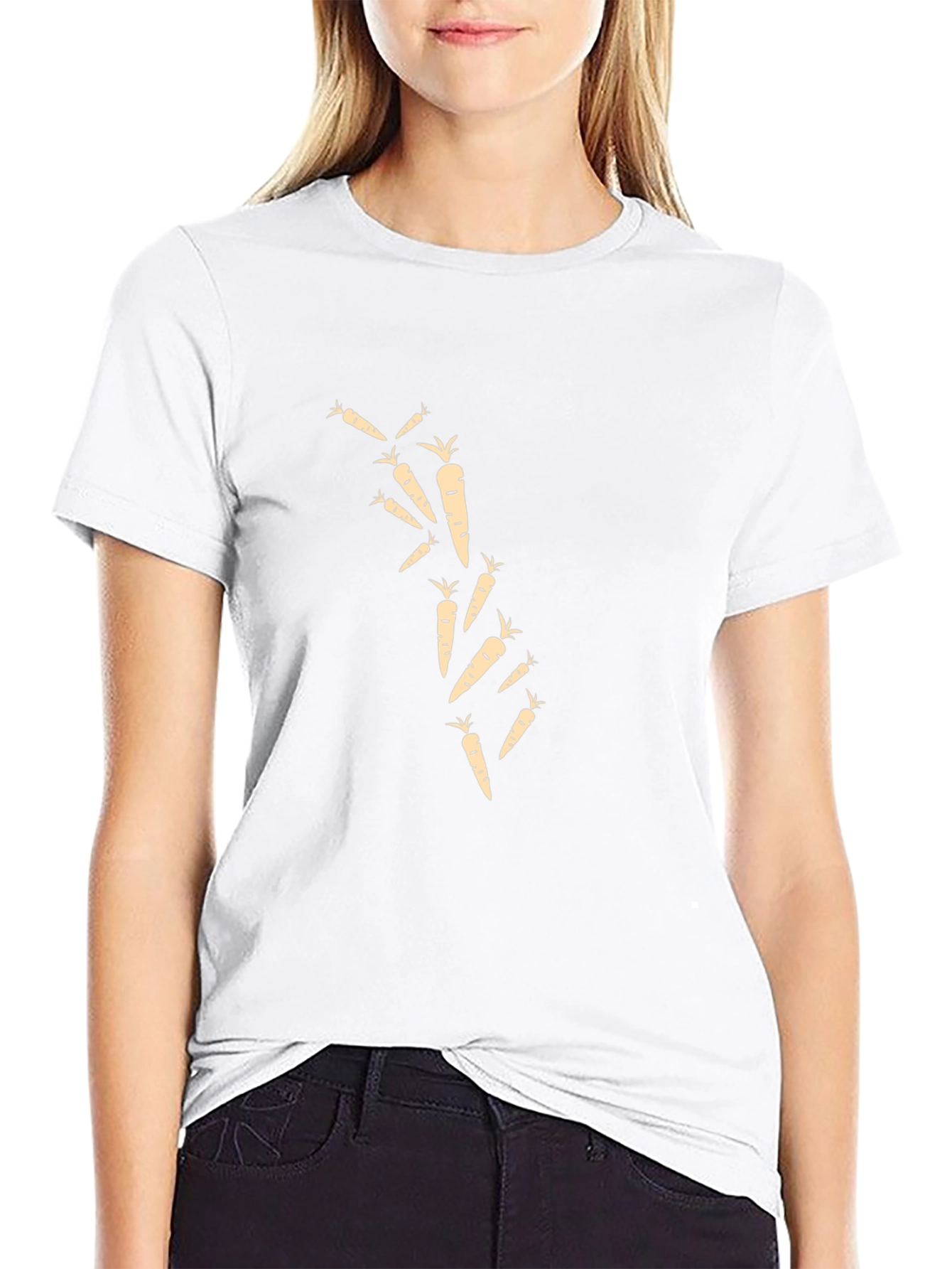 Carrot Pattern Black T-Shirt
