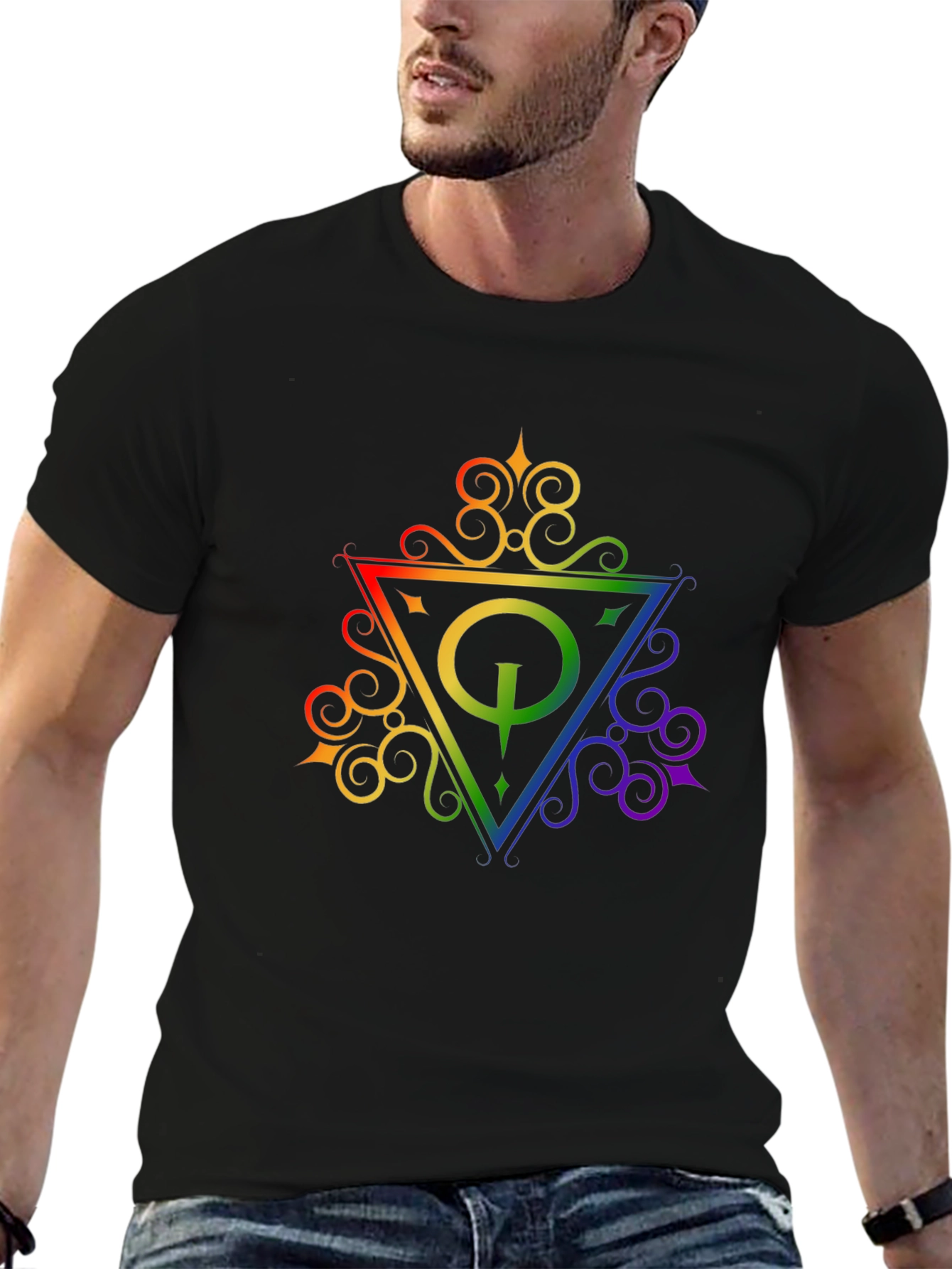 Rainbow Quake Logo Black T-Shirt