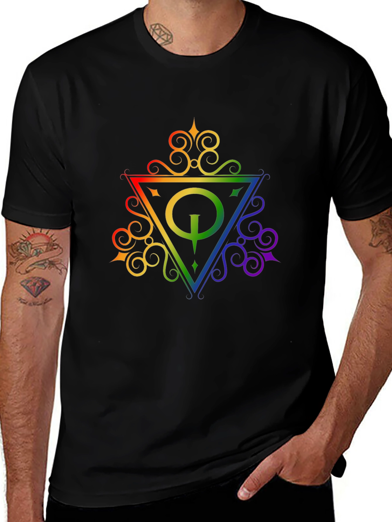 Rainbow Quake Logo Black T-Shirt