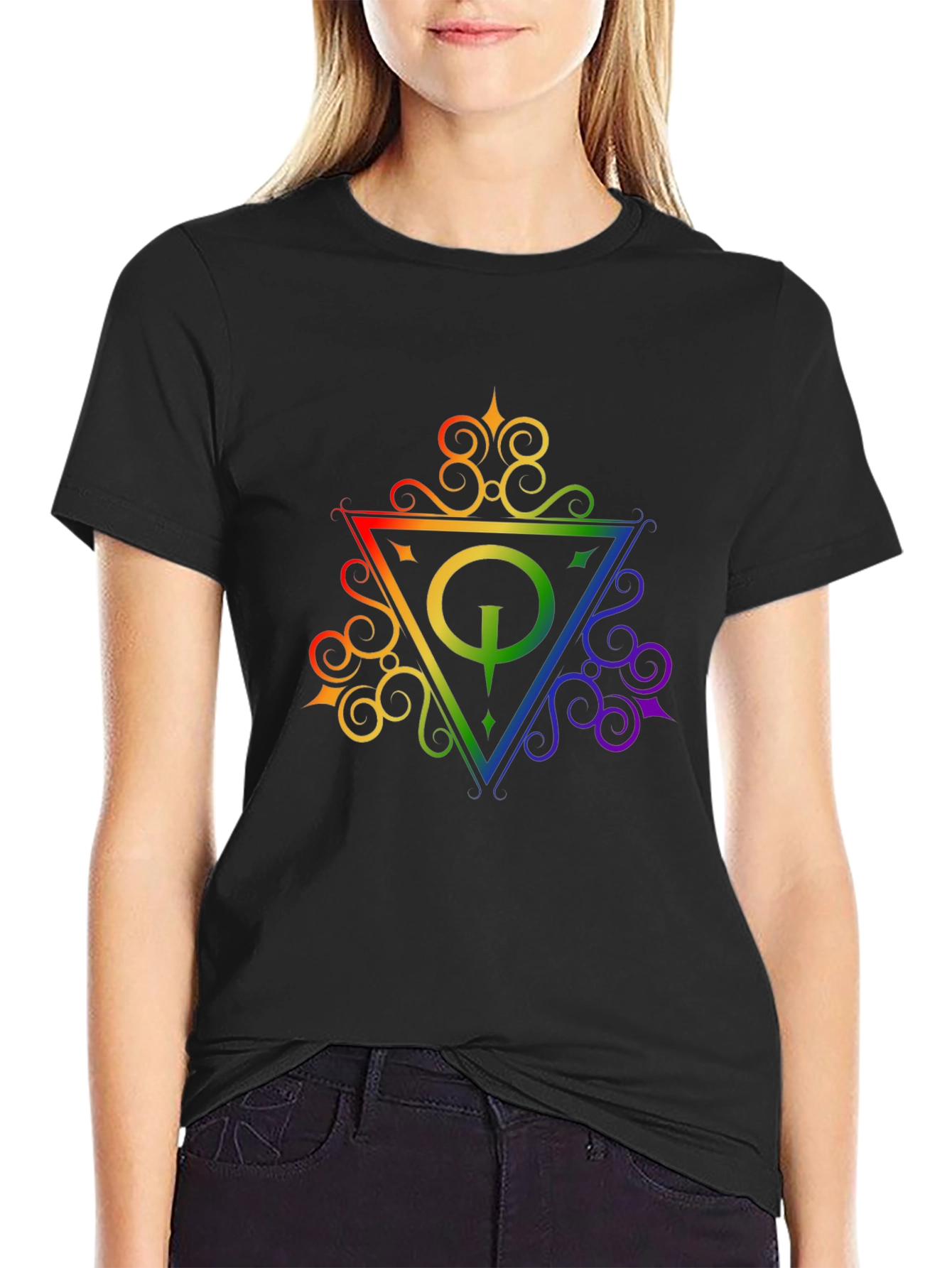 Rainbow Quake Logo Black T-Shirt