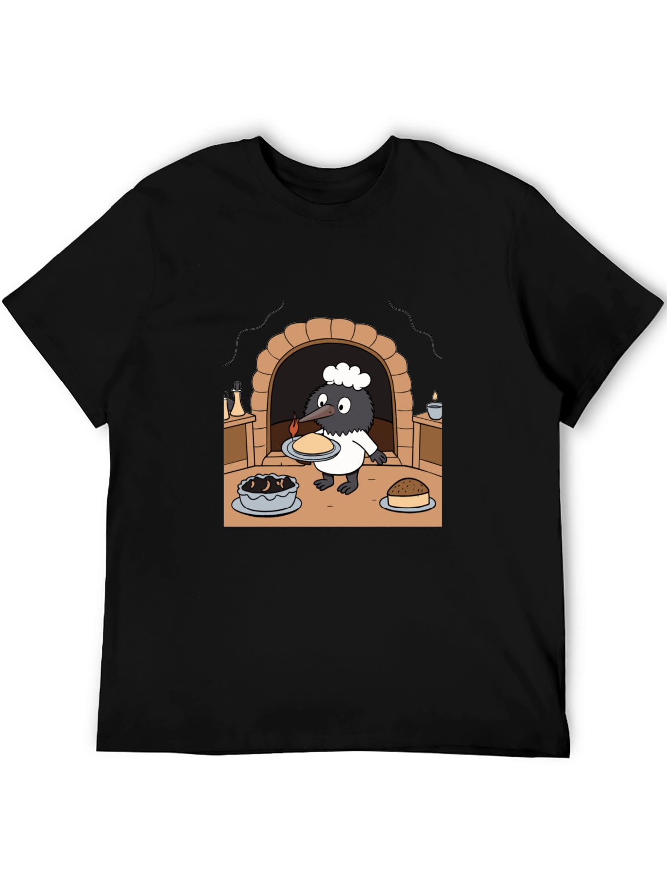 Cartoon Chef Bird Graphic T-Shirt