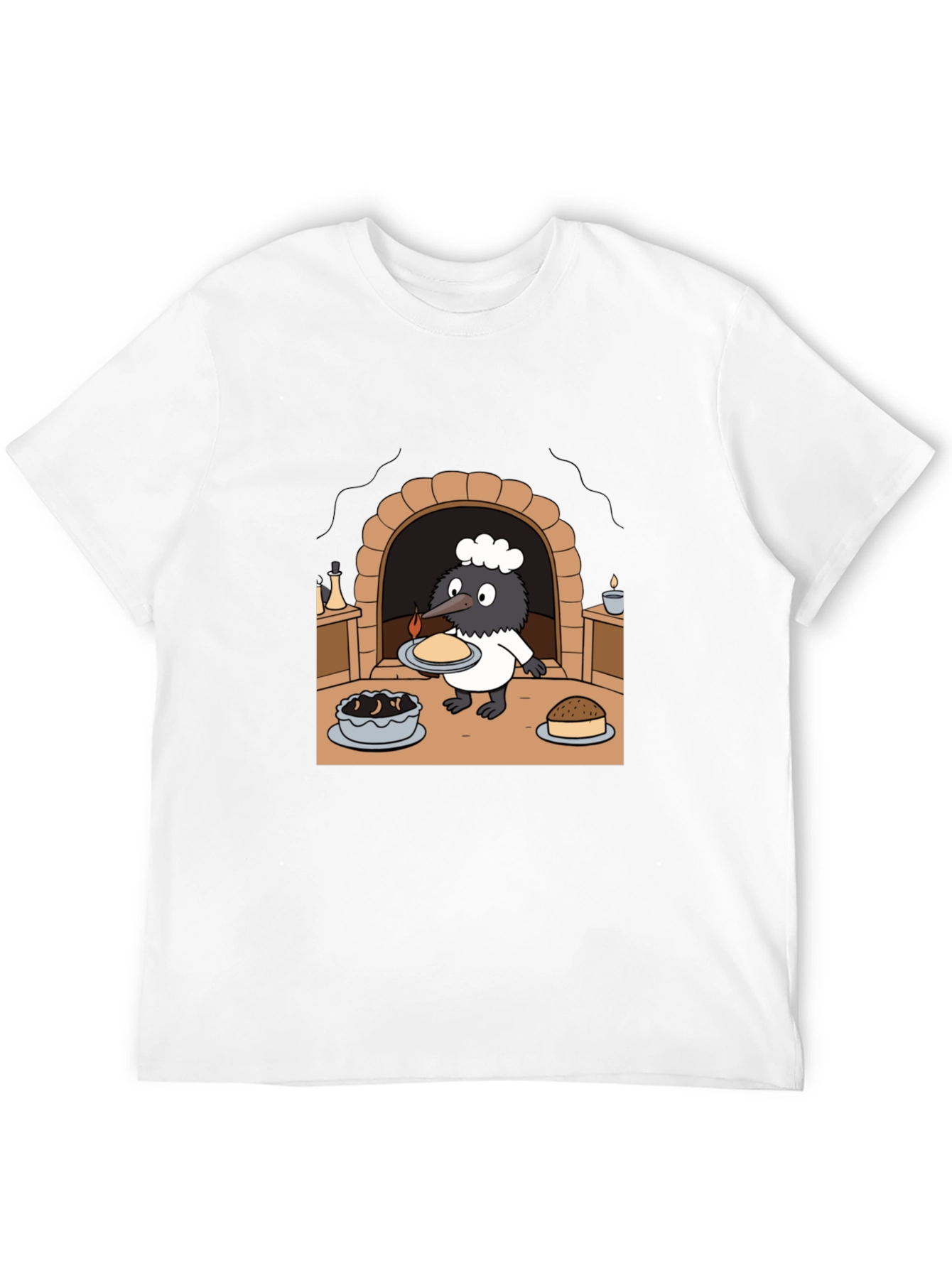 Cartoon Chef Bird Graphic T-Shirt