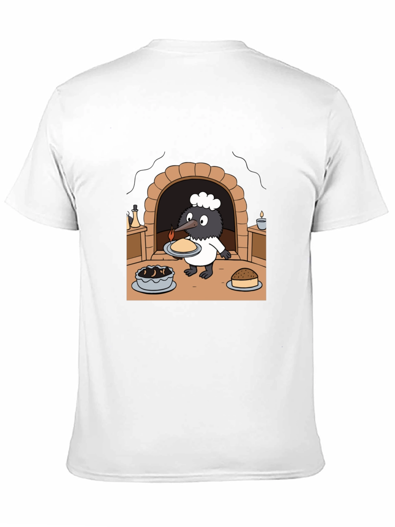Cartoon Chef Bird Graphic T-Shirt