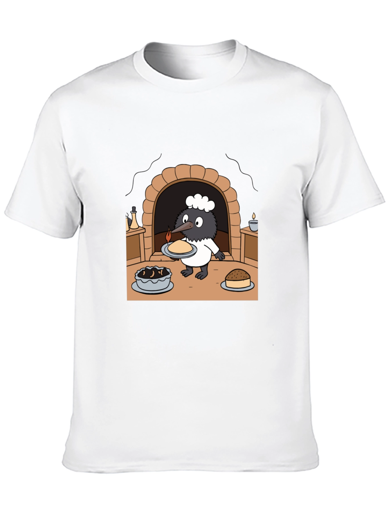 Cartoon Chef Bird Graphic T-Shirt