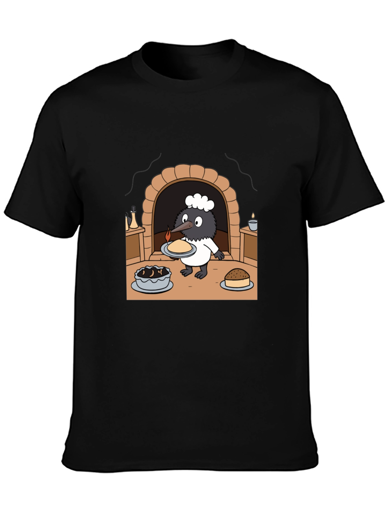 Cartoon Chef Bird Graphic T-Shirt
