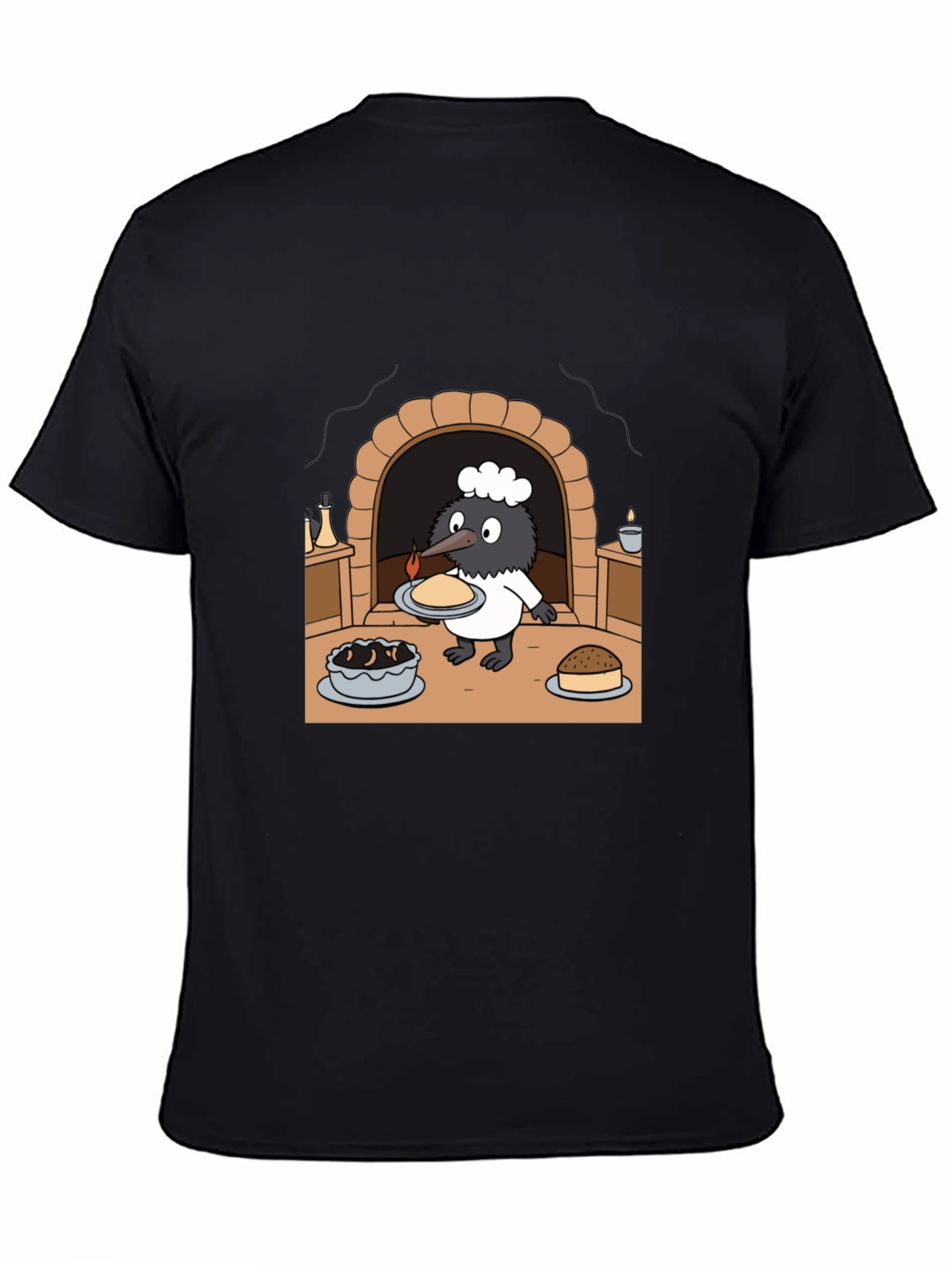 Cartoon Chef Bird Graphic T-Shirt