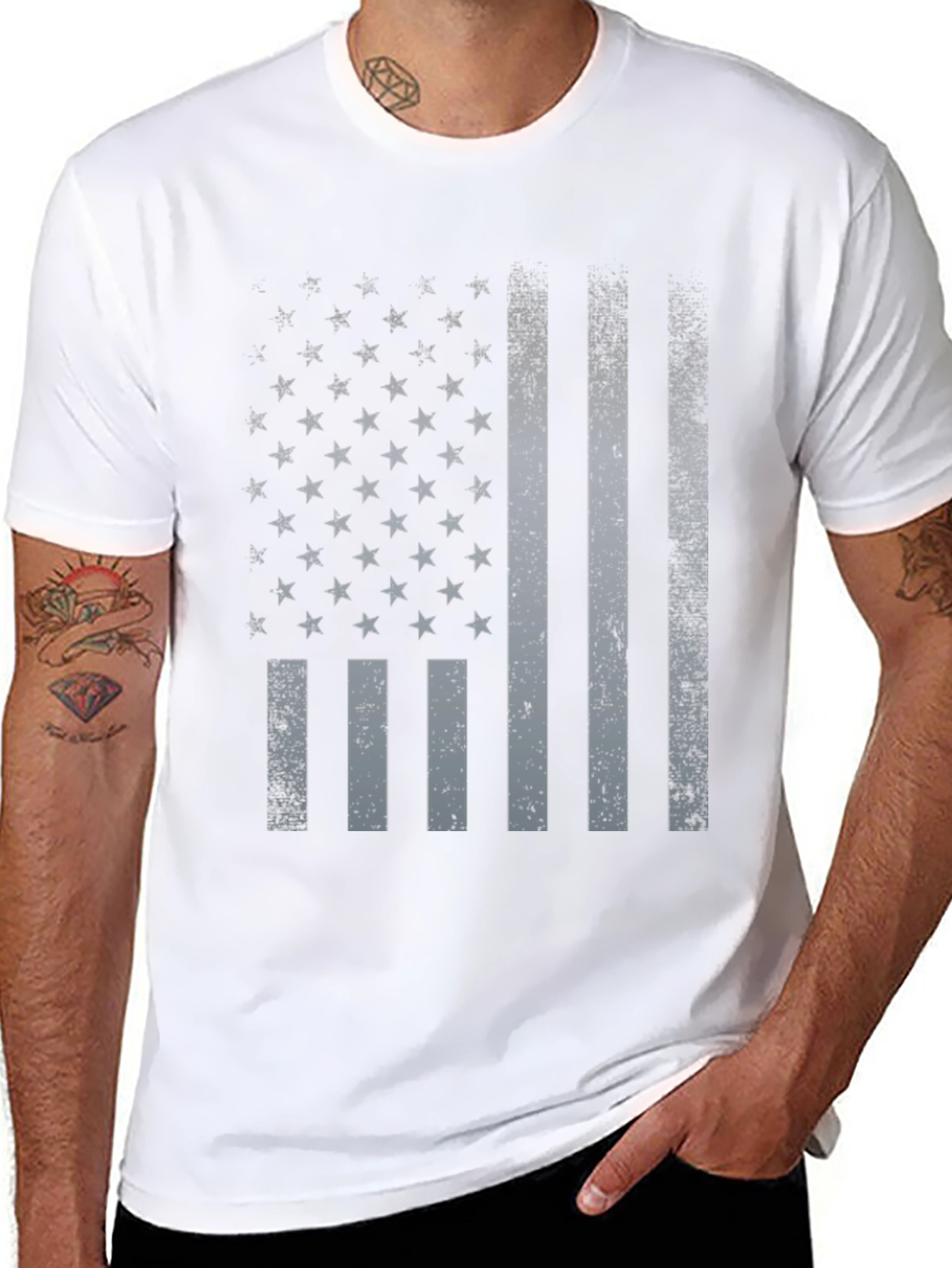Distressed American Flag Graphic T-Shirt