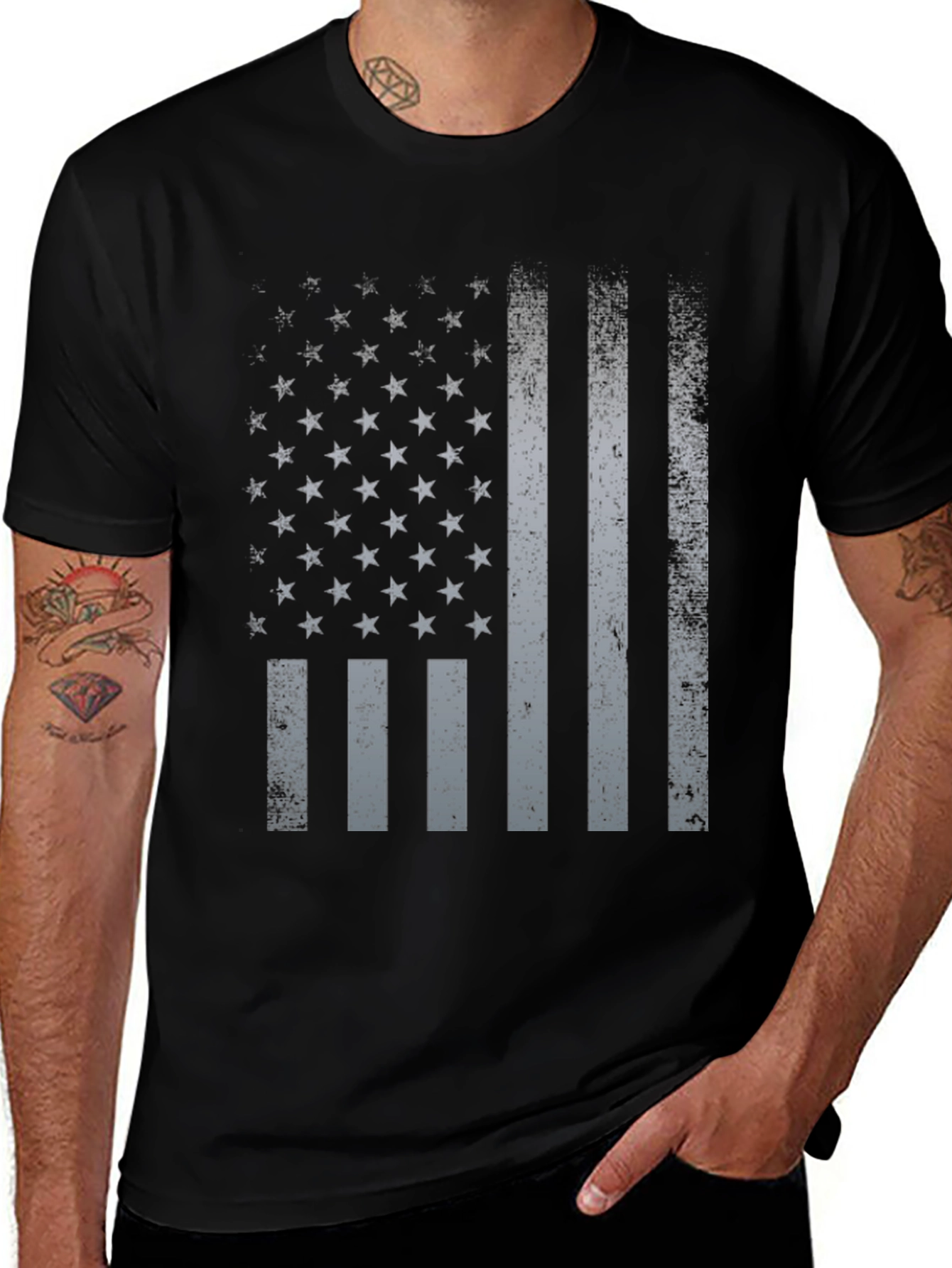 Distressed American Flag Graphic T-Shirt