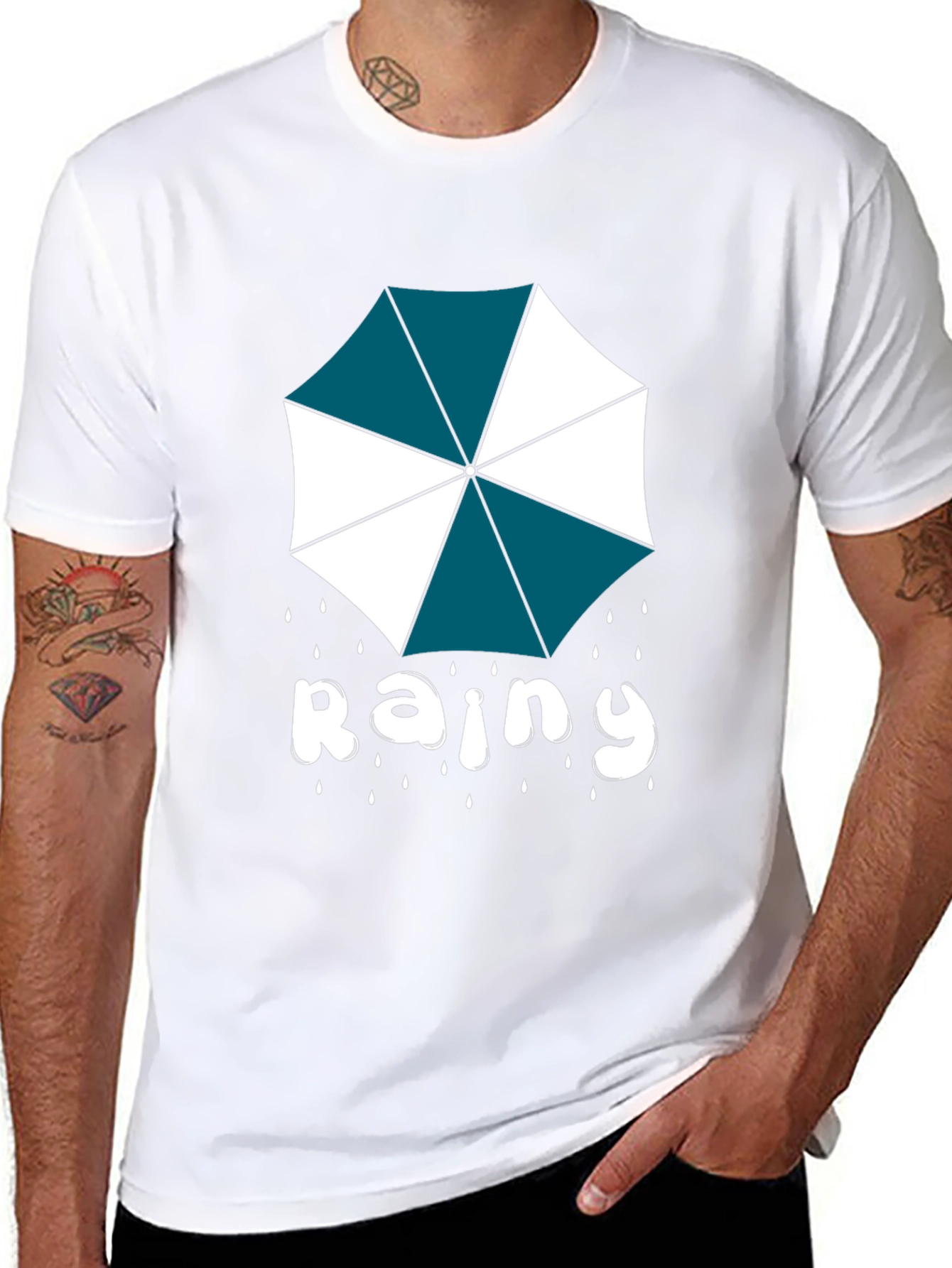 Rainy Day Umbrella Graphic Tee - Stylish Comfort
