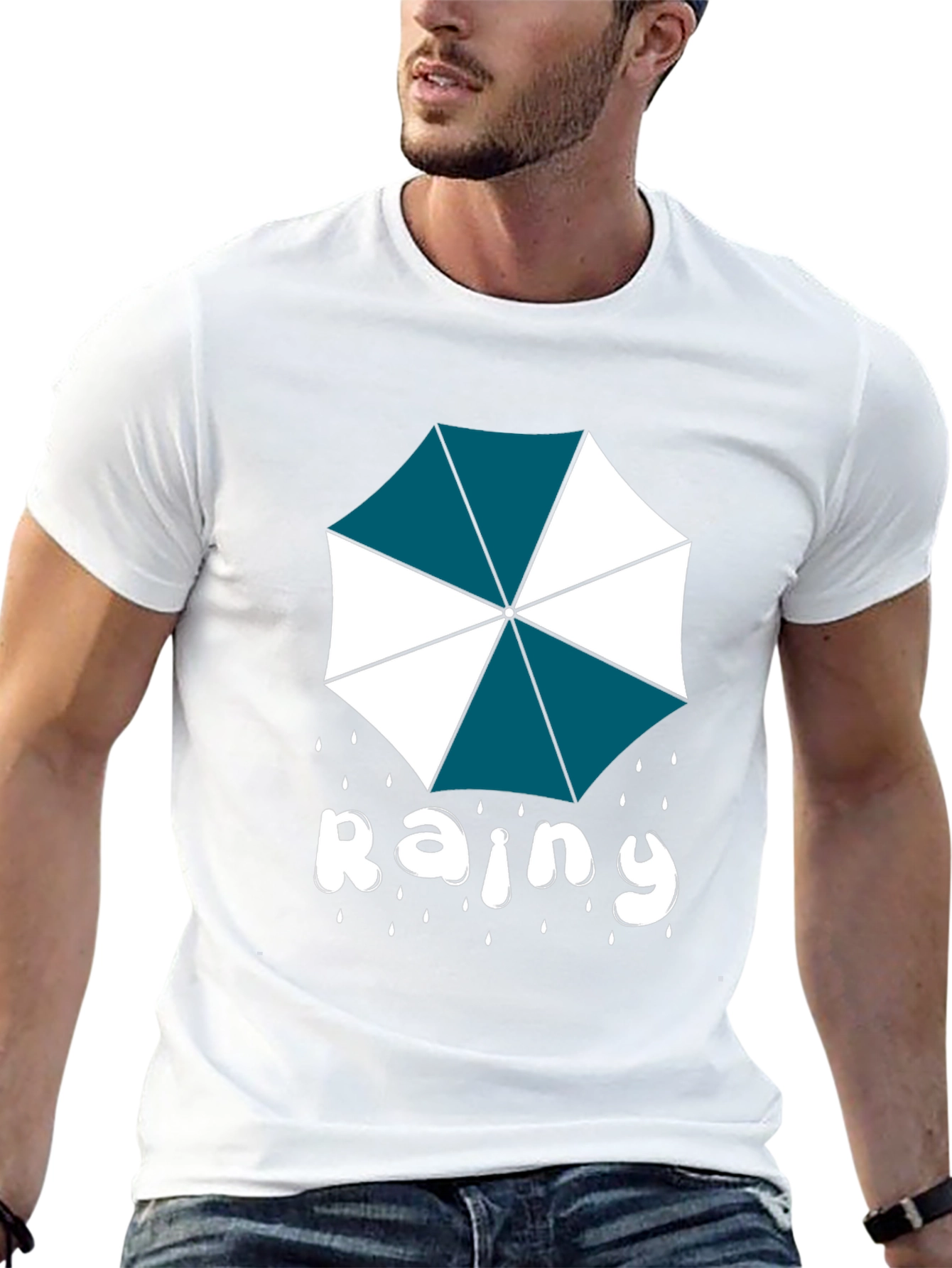 Rainy Day Umbrella Graphic Tee - Stylish Comfort