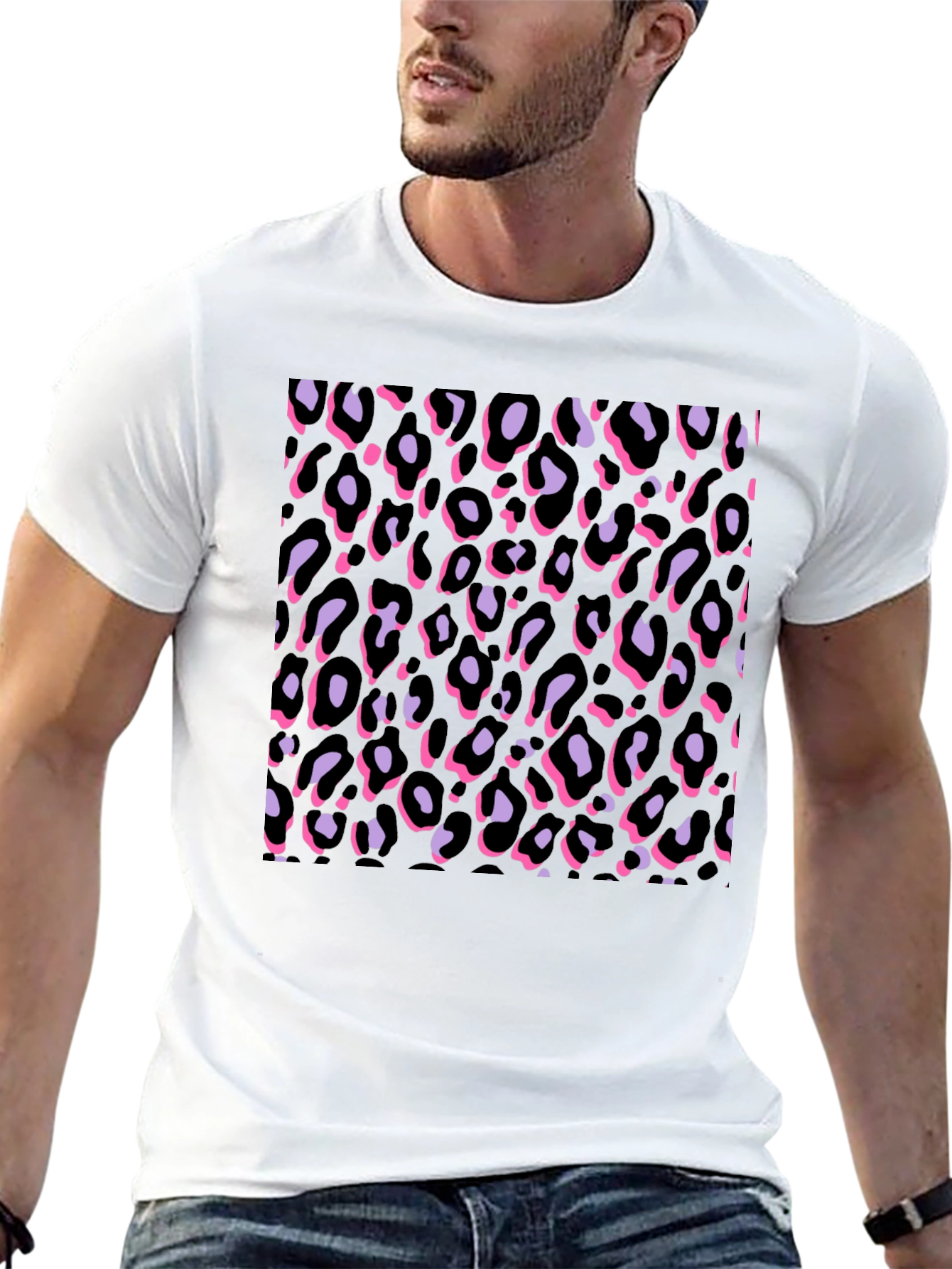 Leopard Print Mens T-Shirt - Bold & Stylish