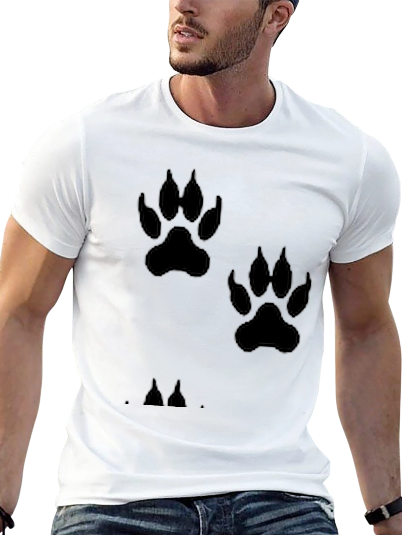 Paw Print T-Shirt - Black Casual Wear