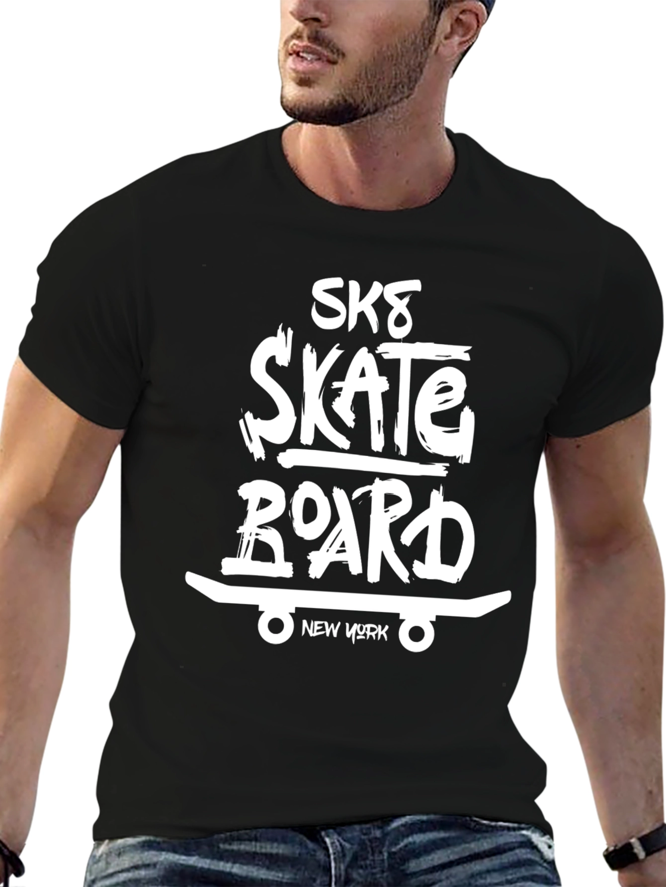 Sk8 Skateboard New York Graphic Tee - Black