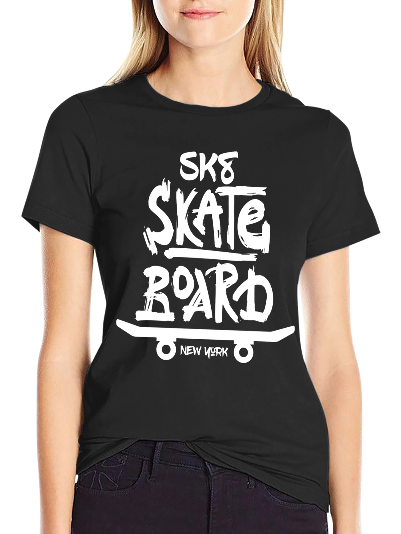Sk8 Skateboard New York Graphic Tee - Black