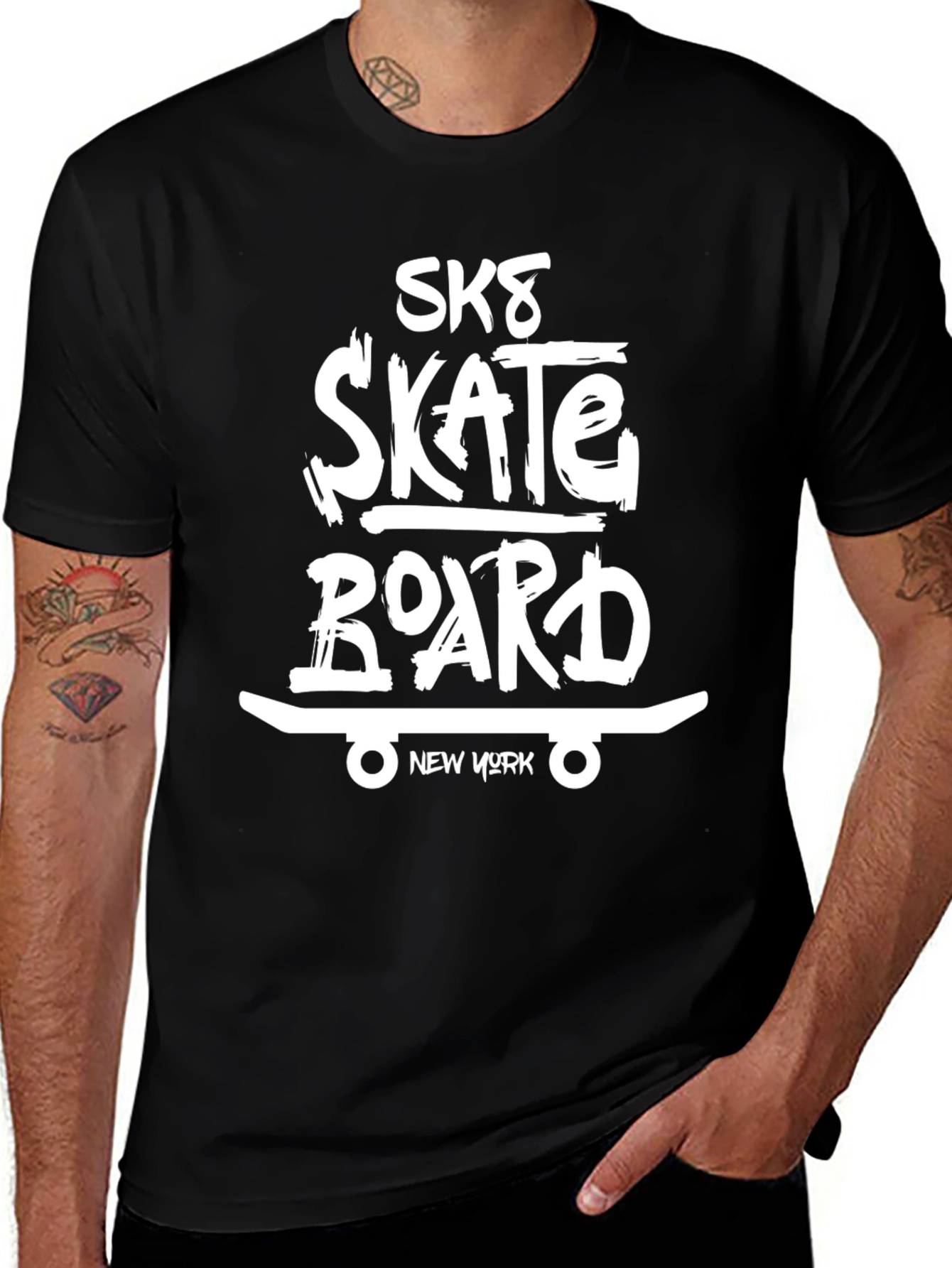 Sk8 Skateboard New York Graphic Tee - Black