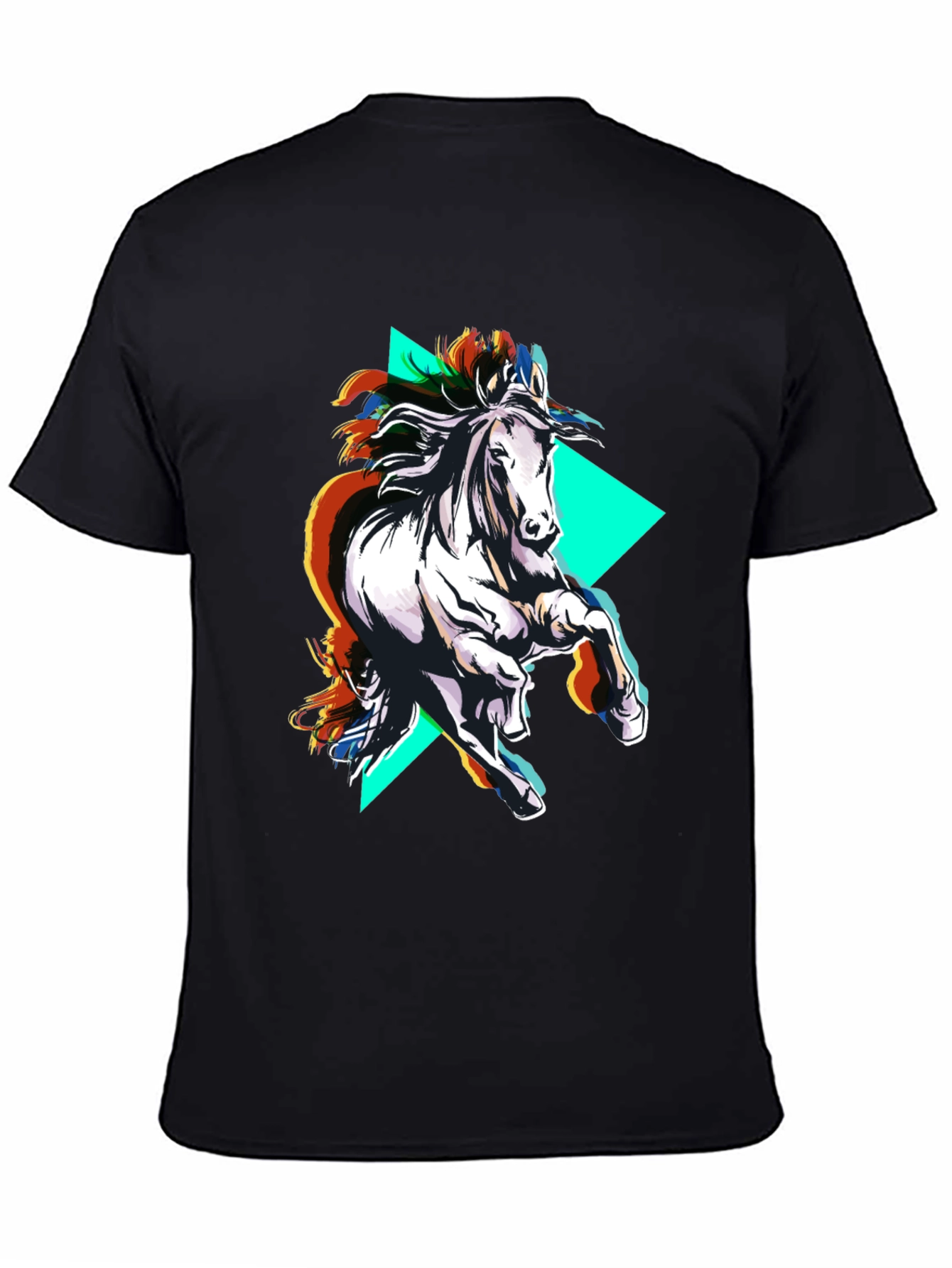 Abstract Horse Graphic Black T-Shirt