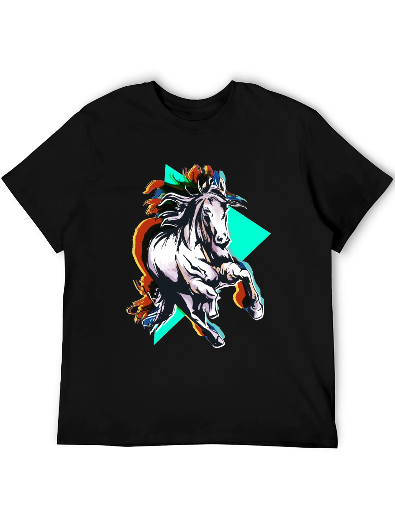 Abstract Horse Graphic Black T-Shirt