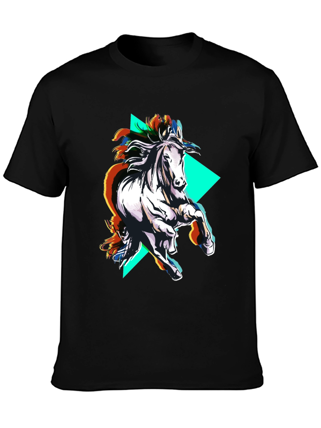 Abstract Horse Graphic Black T-Shirt