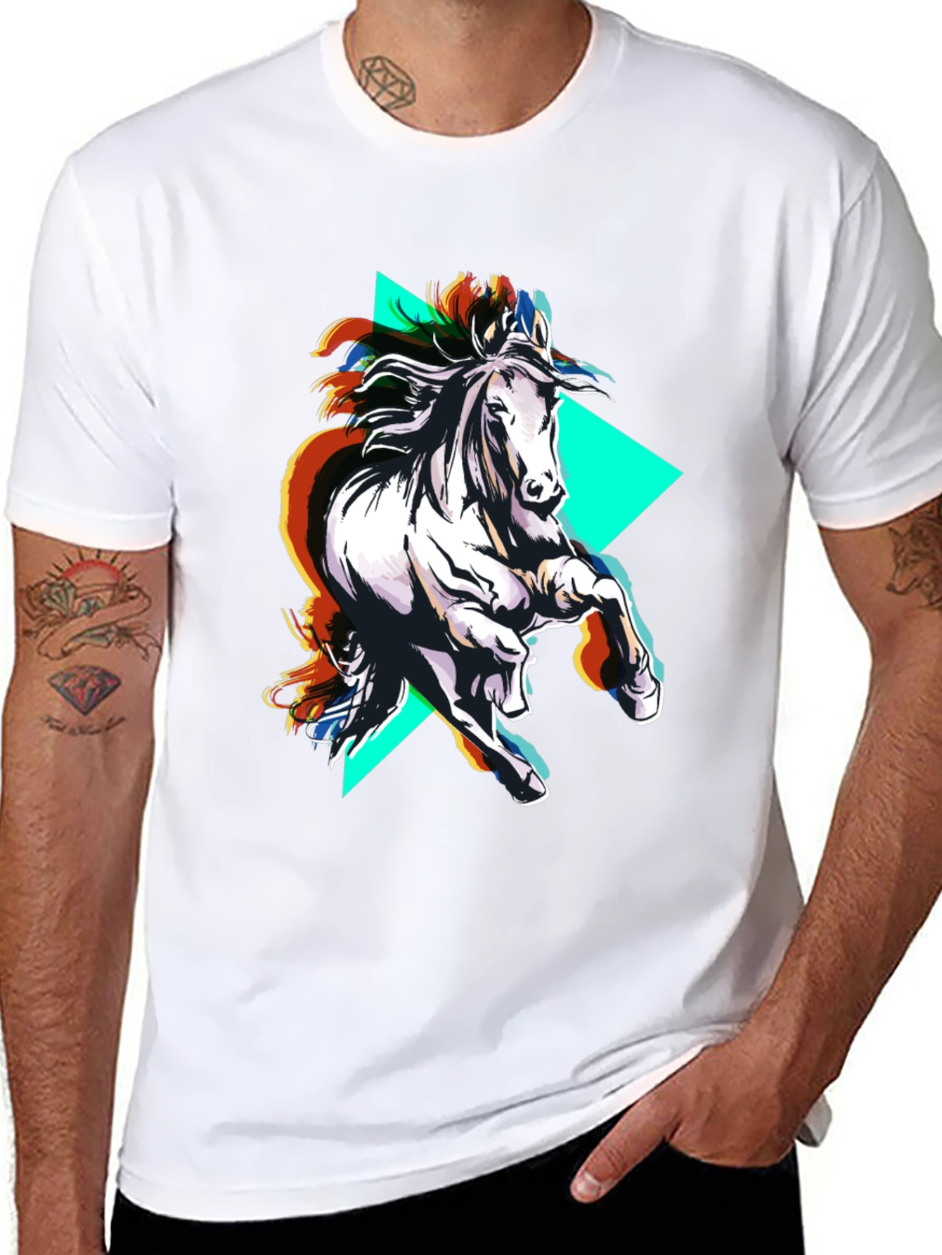 Abstract Horse Graphic Black T-Shirt