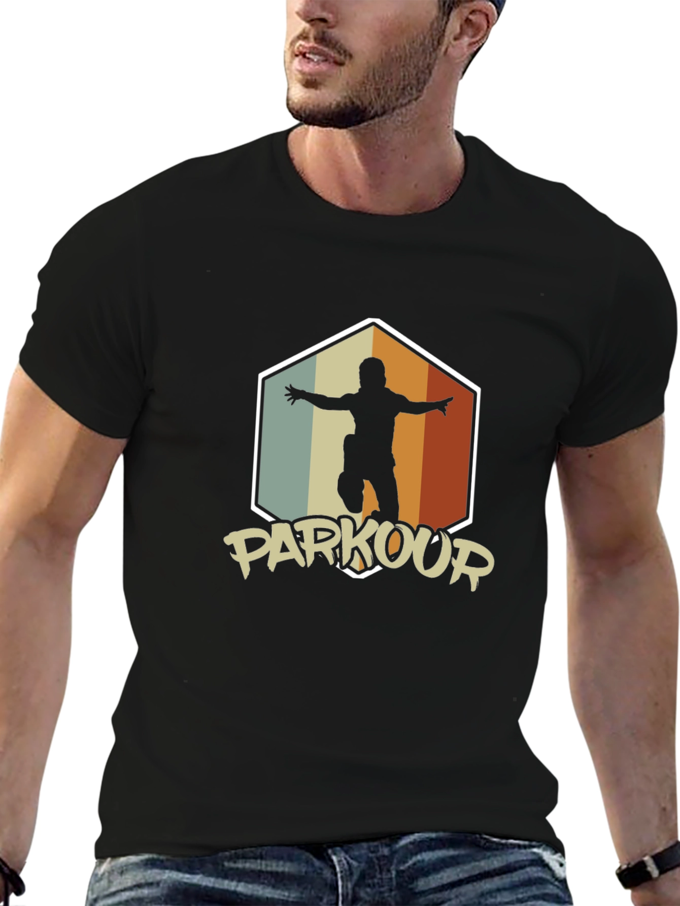 Parkour Silhouette Graphic Tee - Retro Urban Style