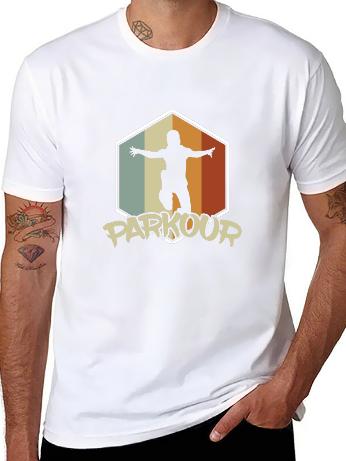 Parkour Silhouette Graphic Tee - Retro Urban Style