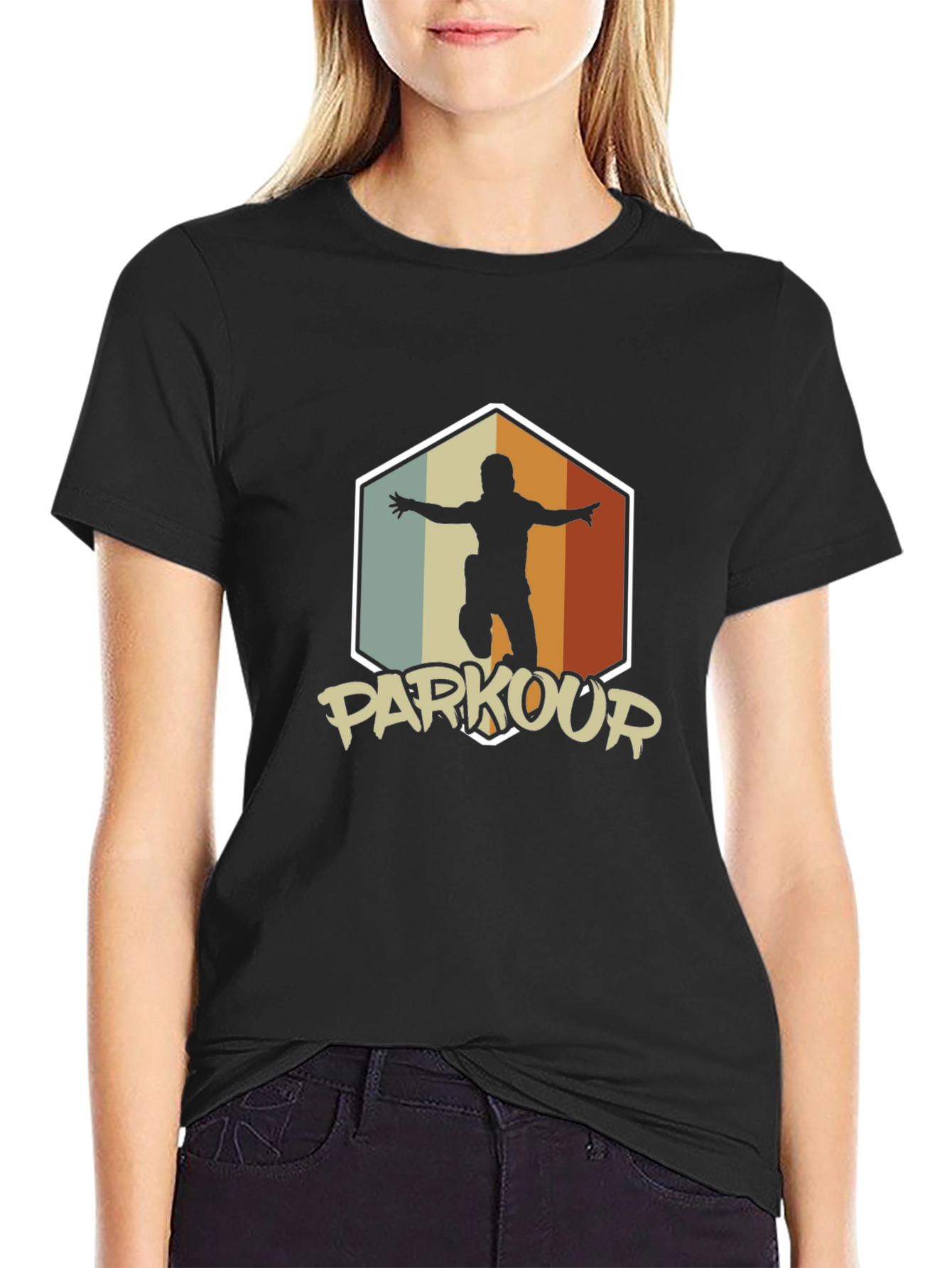 Parkour Silhouette Graphic Tee - Retro Urban Style