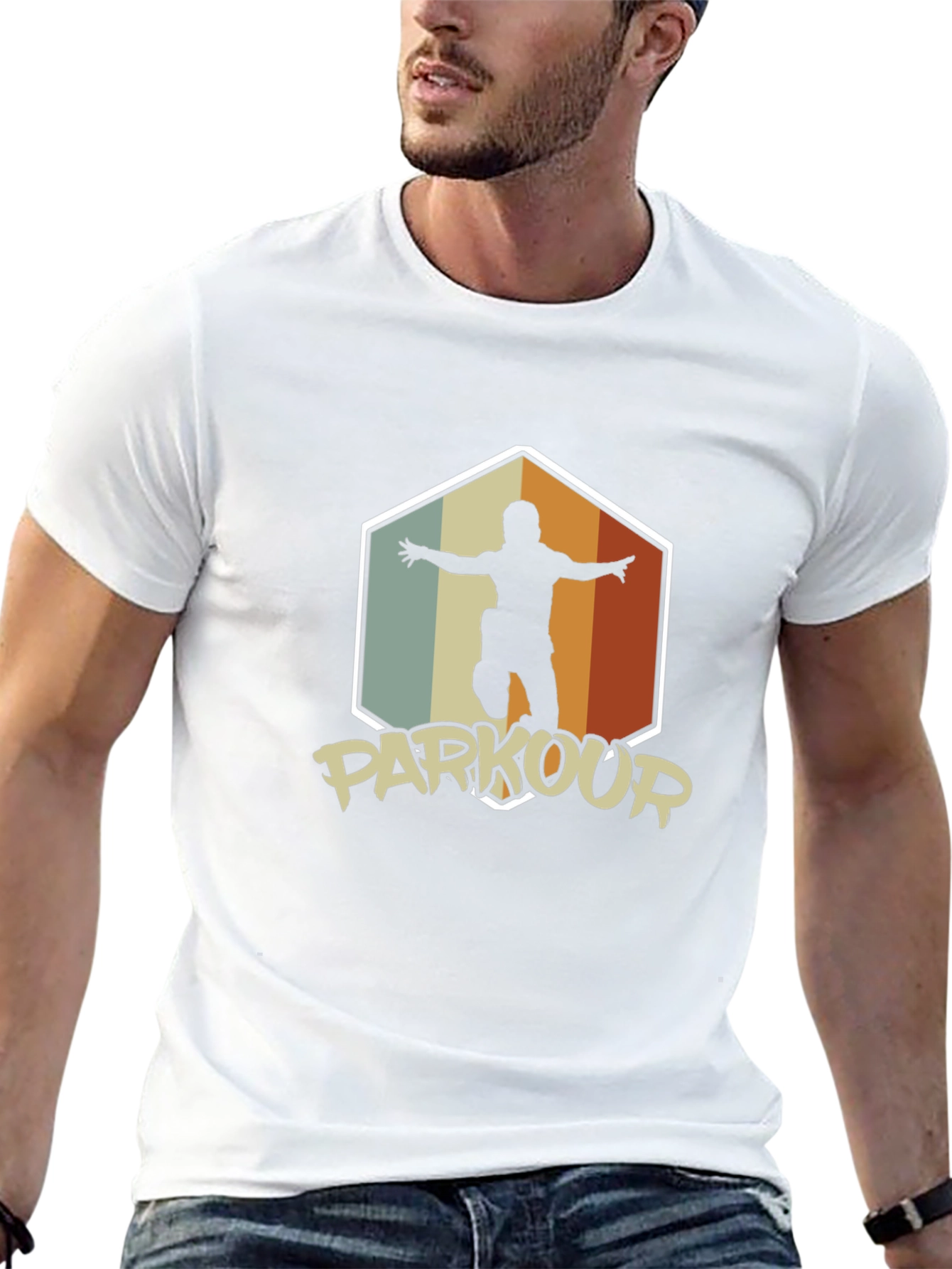 Parkour Silhouette Graphic Tee - Retro Urban Style