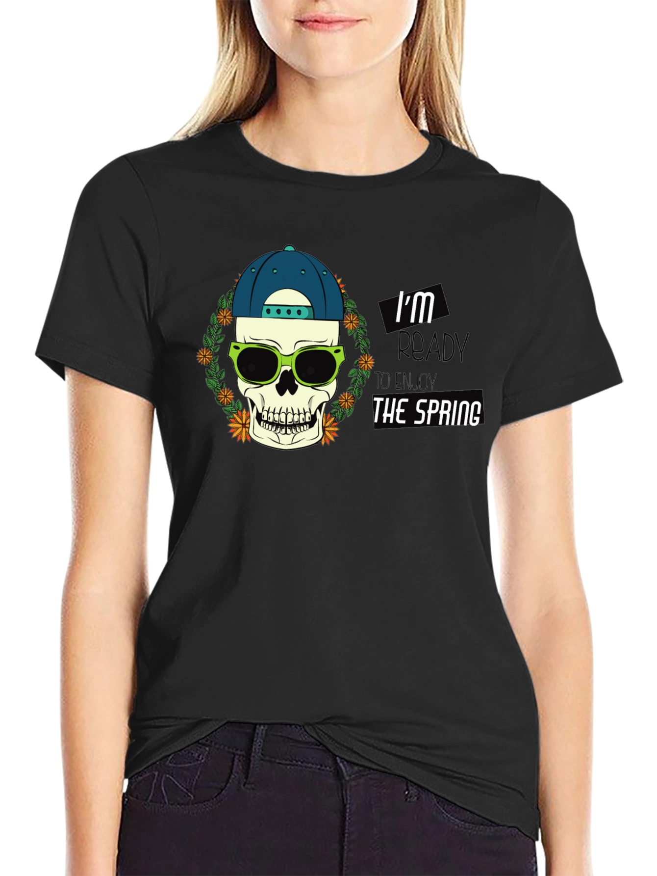 Spring Ready Skull Graphic T-Shirt
