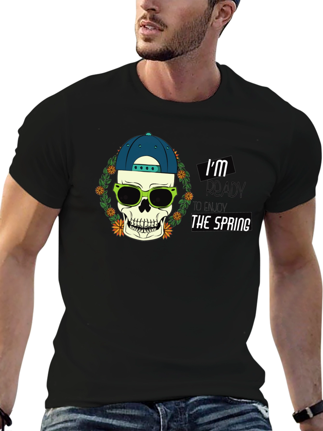 Spring Ready Skull Graphic T-Shirt
