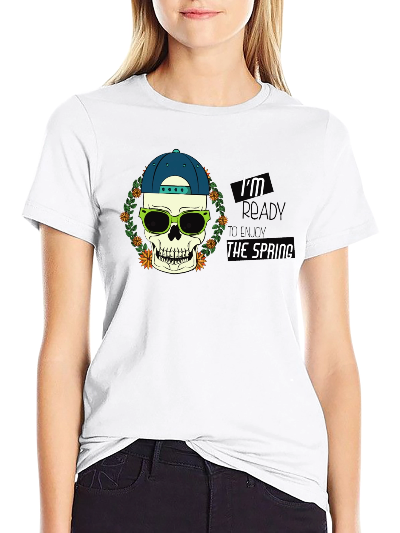 Spring Ready Skull Graphic T-Shirt