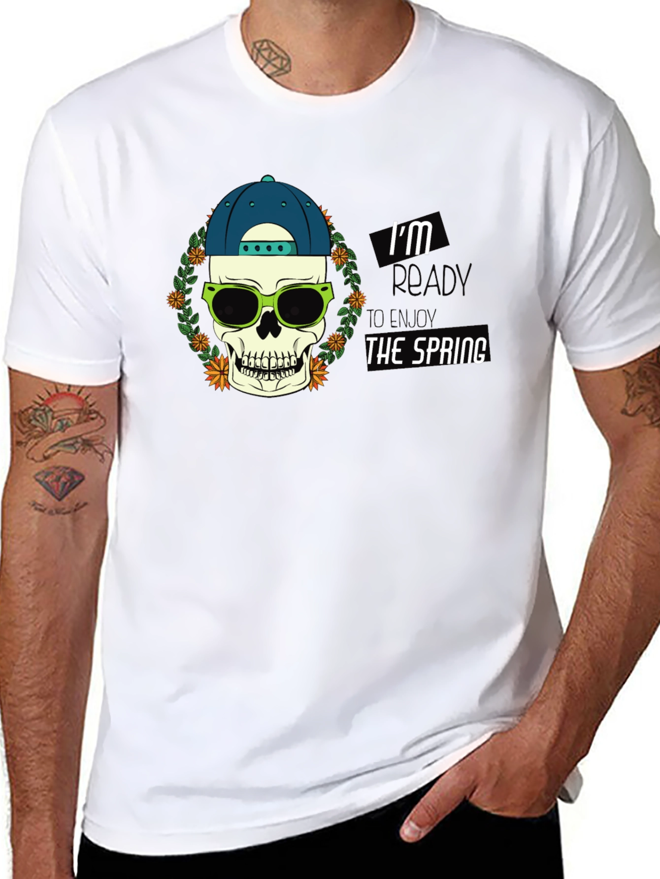 Spring Ready Skull Graphic T-Shirt