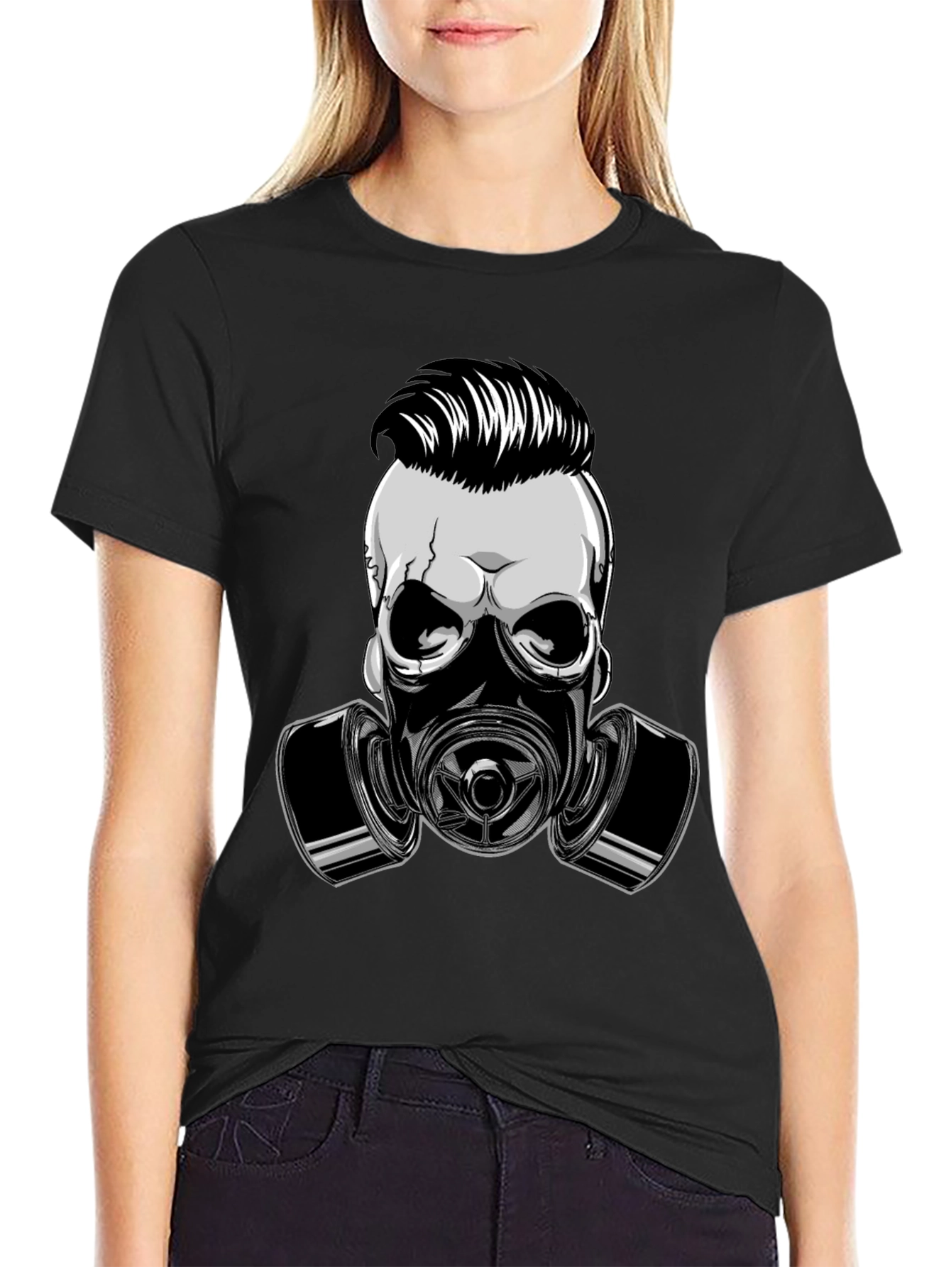 Skull Gas Mask Graphic Print T-Shirt