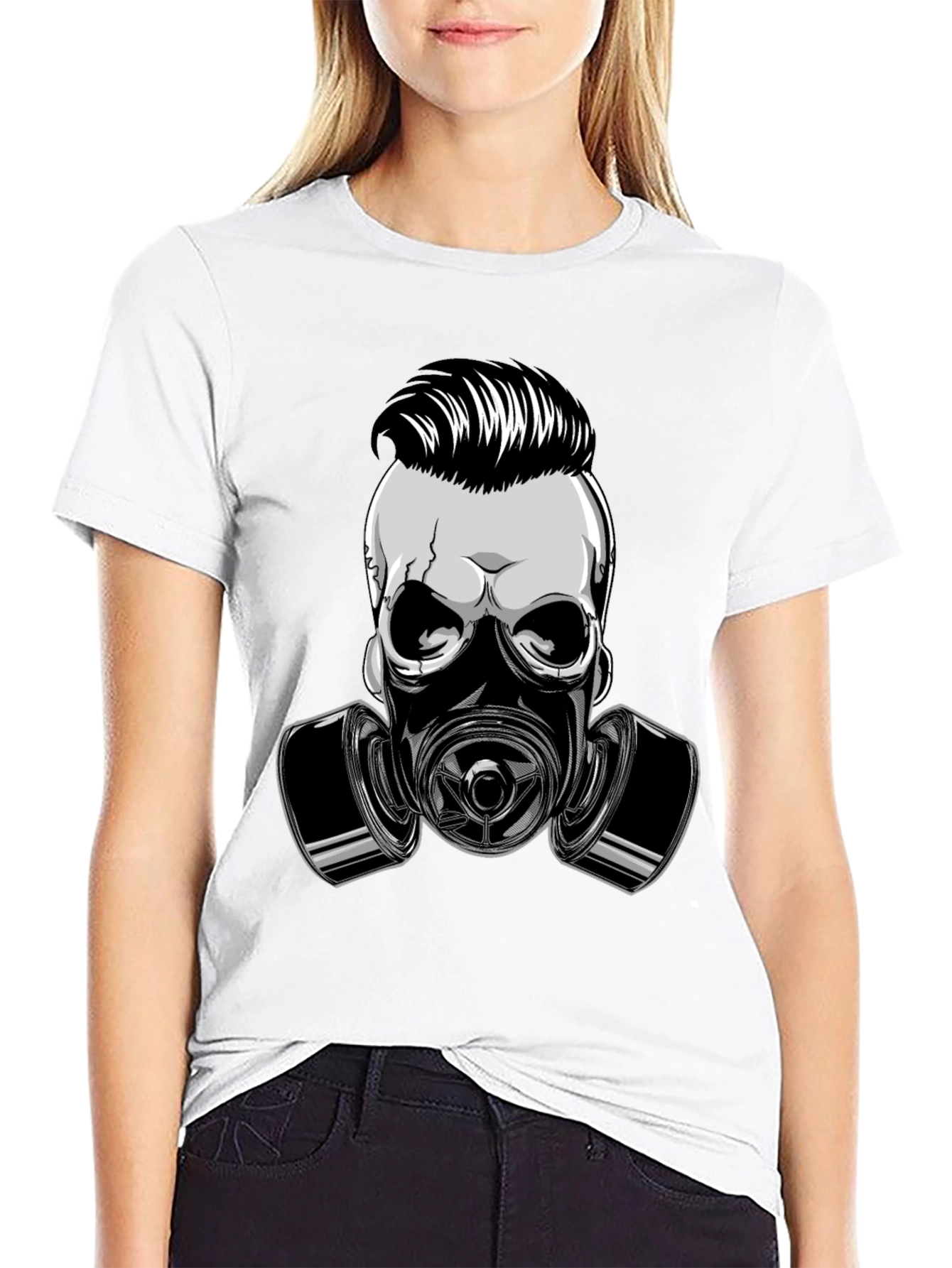 Skull Gas Mask Graphic Print T-Shirt