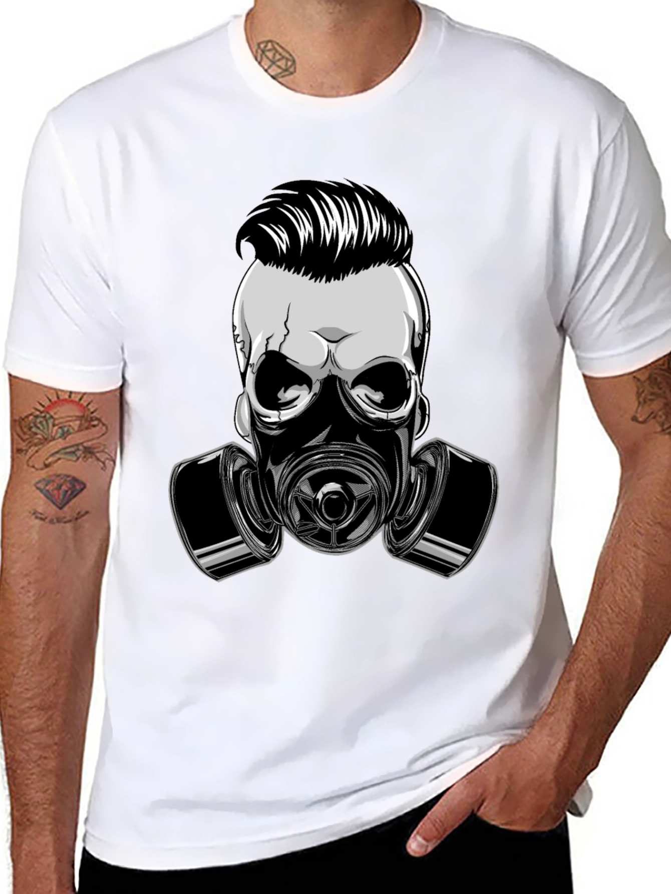 Skull Gas Mask Graphic Print T-Shirt