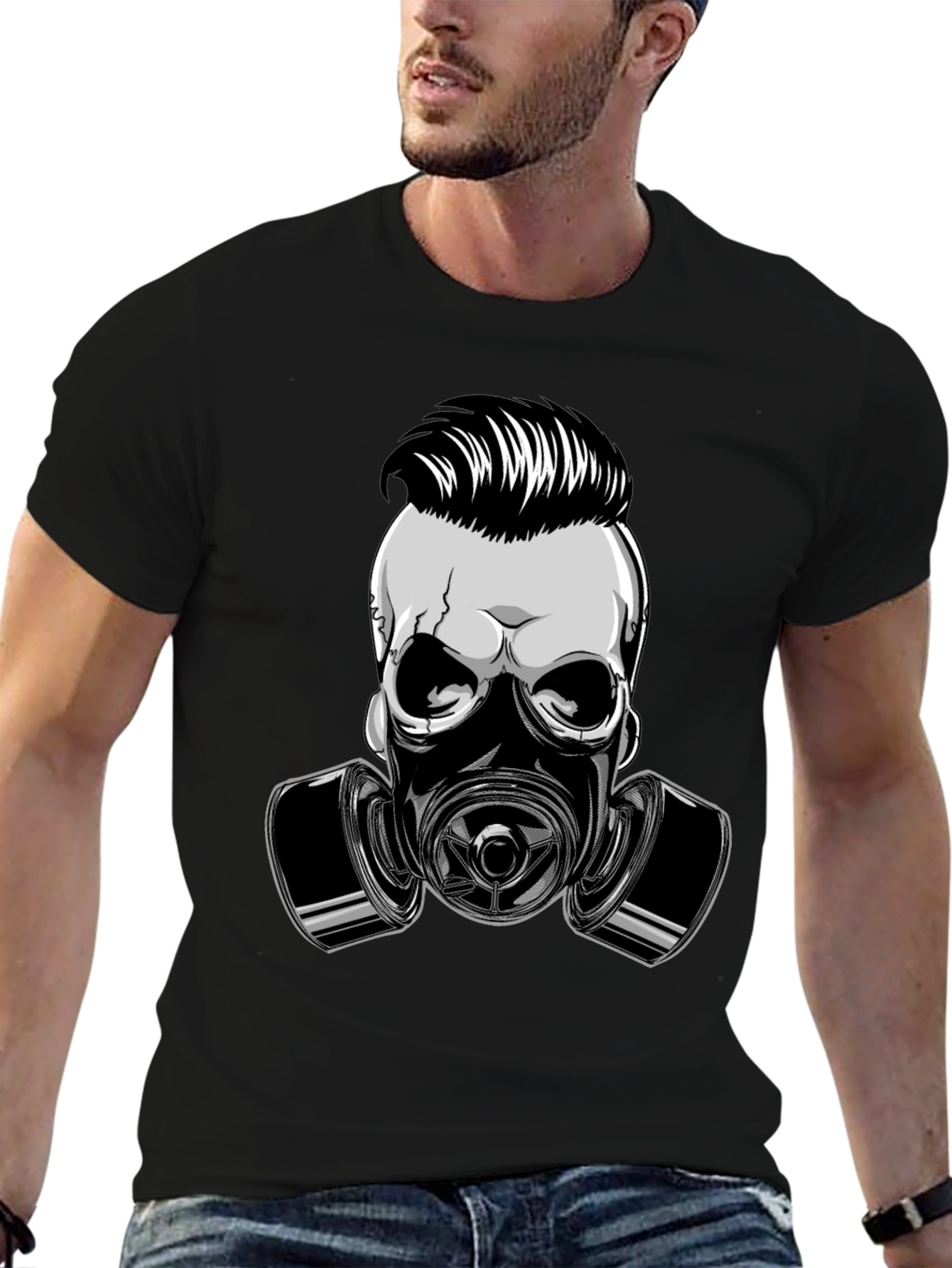 Skull Gas Mask Graphic Print T-Shirt