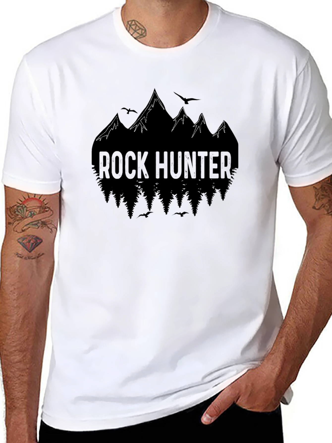 Rock Hunter Mountain Graphic Tee - Black Cotton